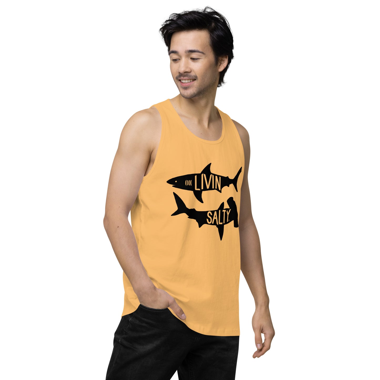 Men’s LIVIN SALTY black shark tank top