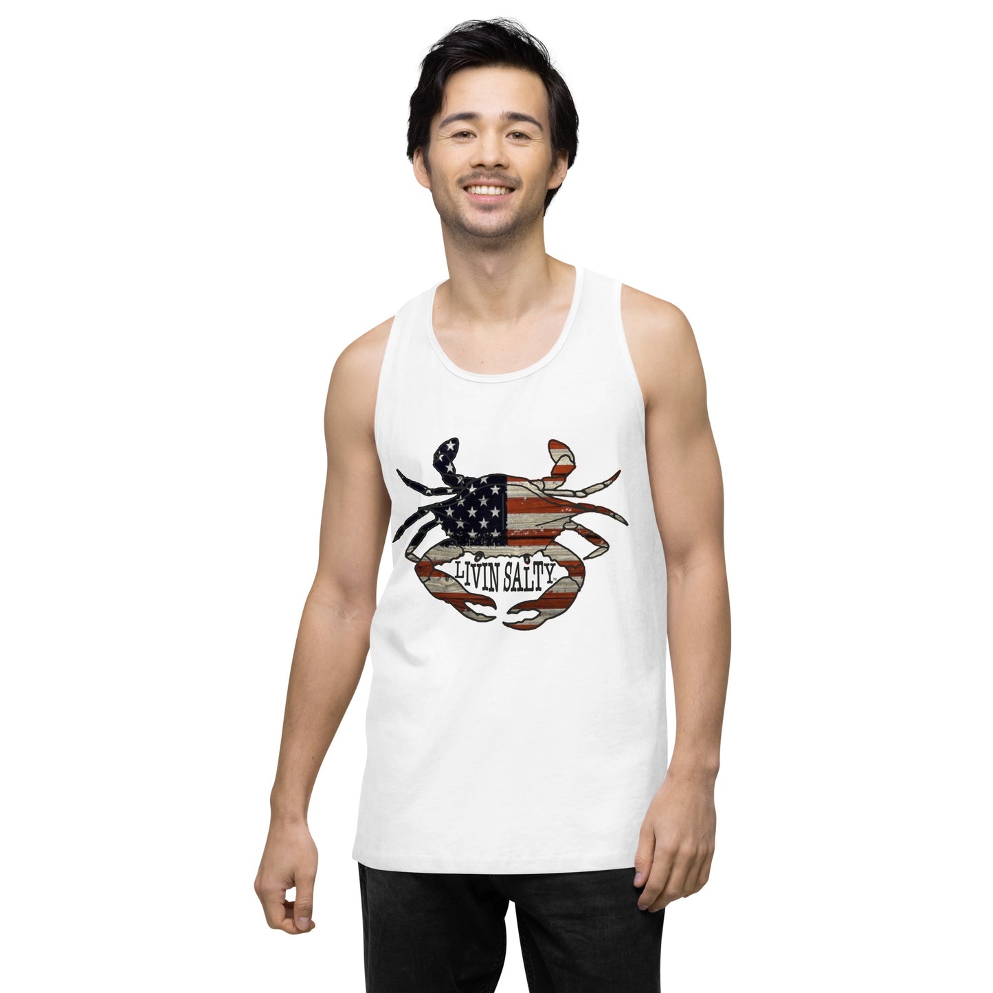 Men’s LIVIN SALTY with crab tank top