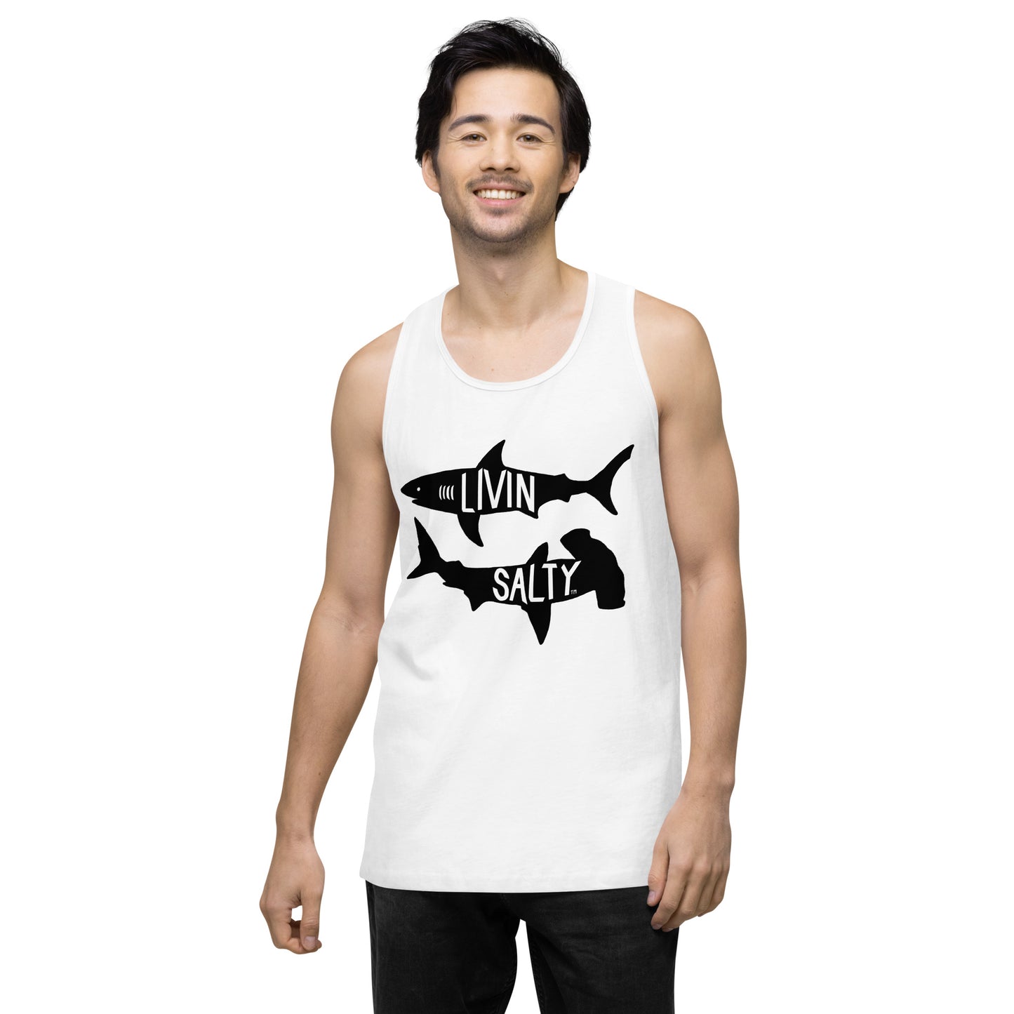 Men’s LIVIN SALTY black shark tank top