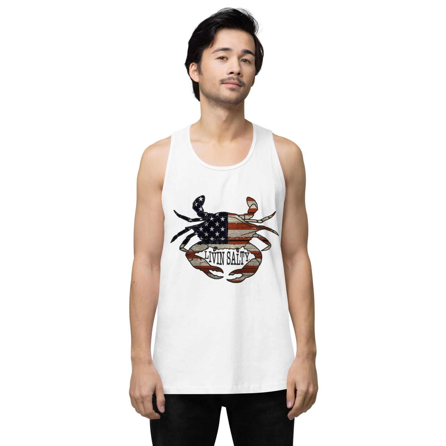 Men’s LIVIN SALTY with crab tank top