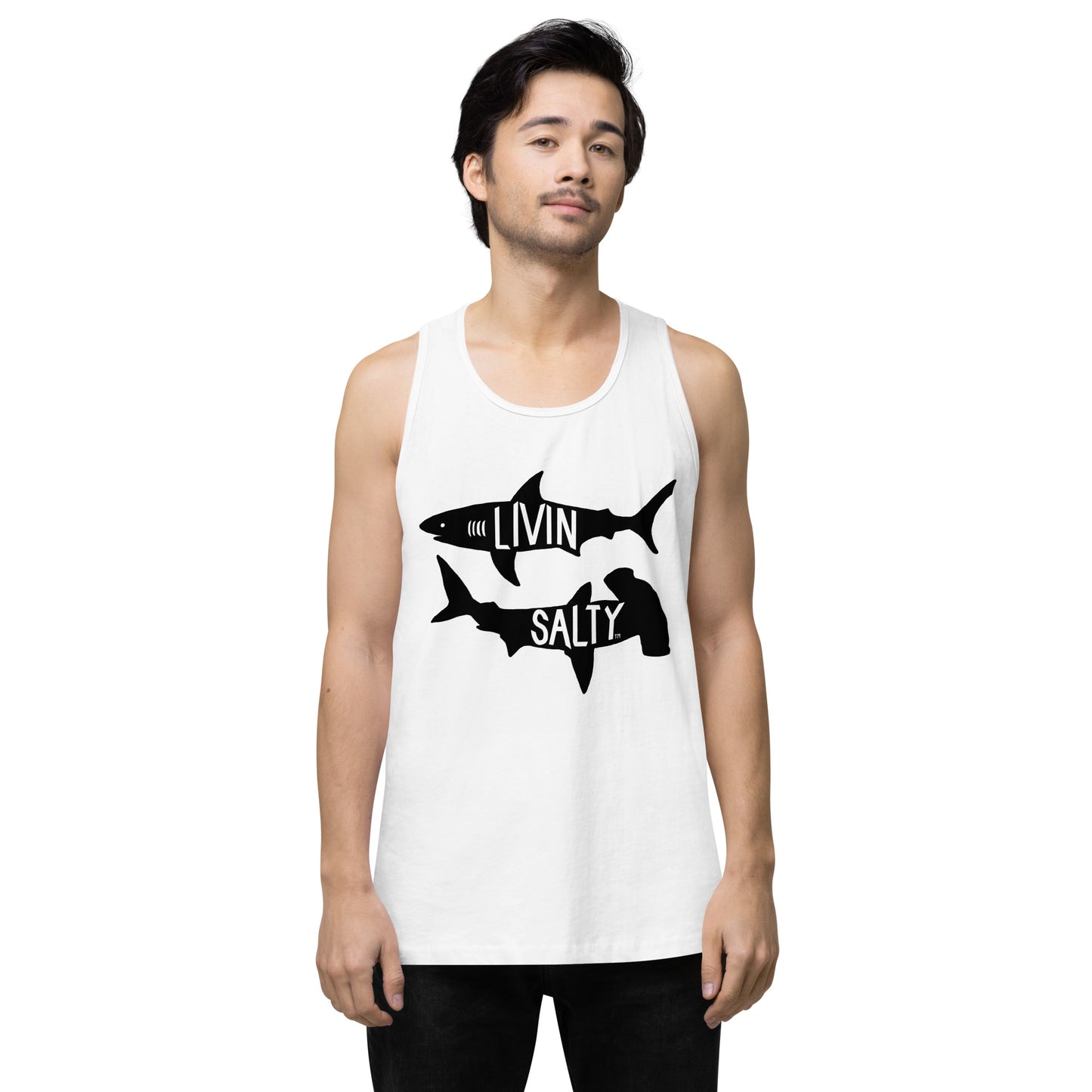 Men’s LIVIN SALTY black shark tank top