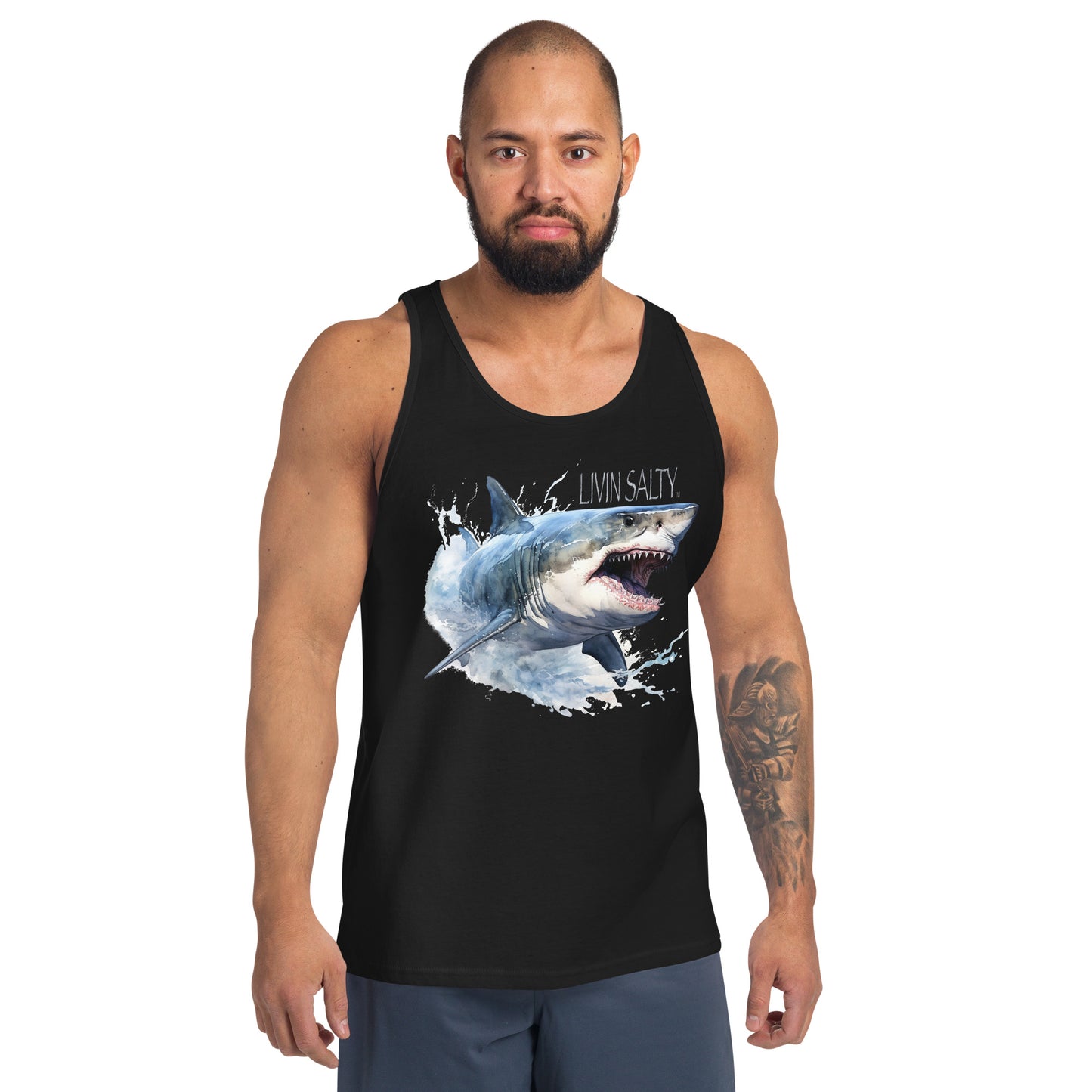 LIVIN SALTY Great White Shark Men's Tank Top