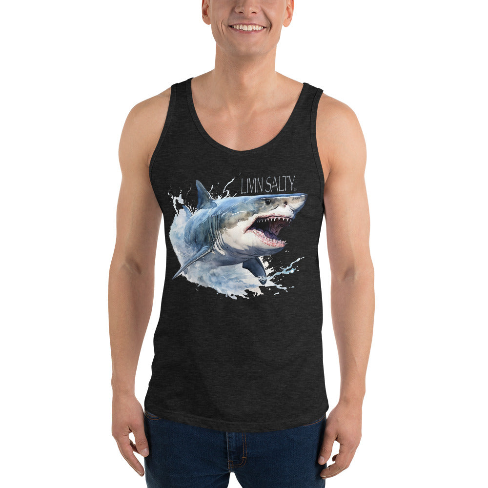 LIVIN SALTY Great White Shark Men's Tank Top