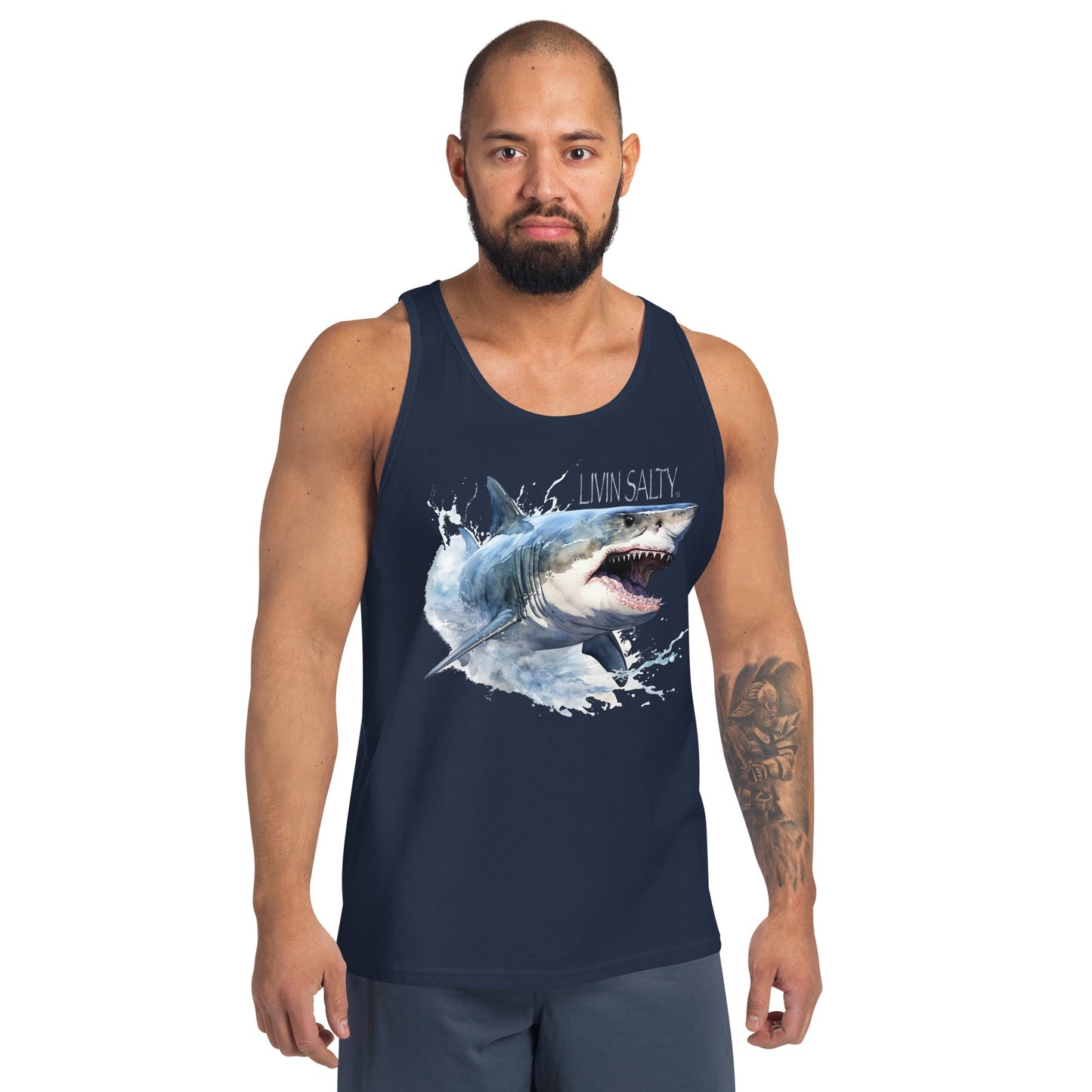 LIVIN SALTY Great White Shark Men's Tank Top