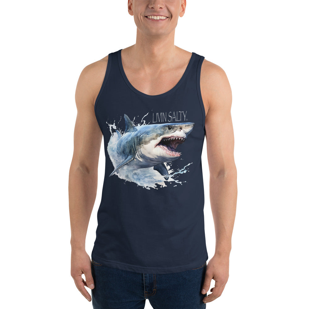 LIVIN SALTY Great White Shark Men's Tank Top