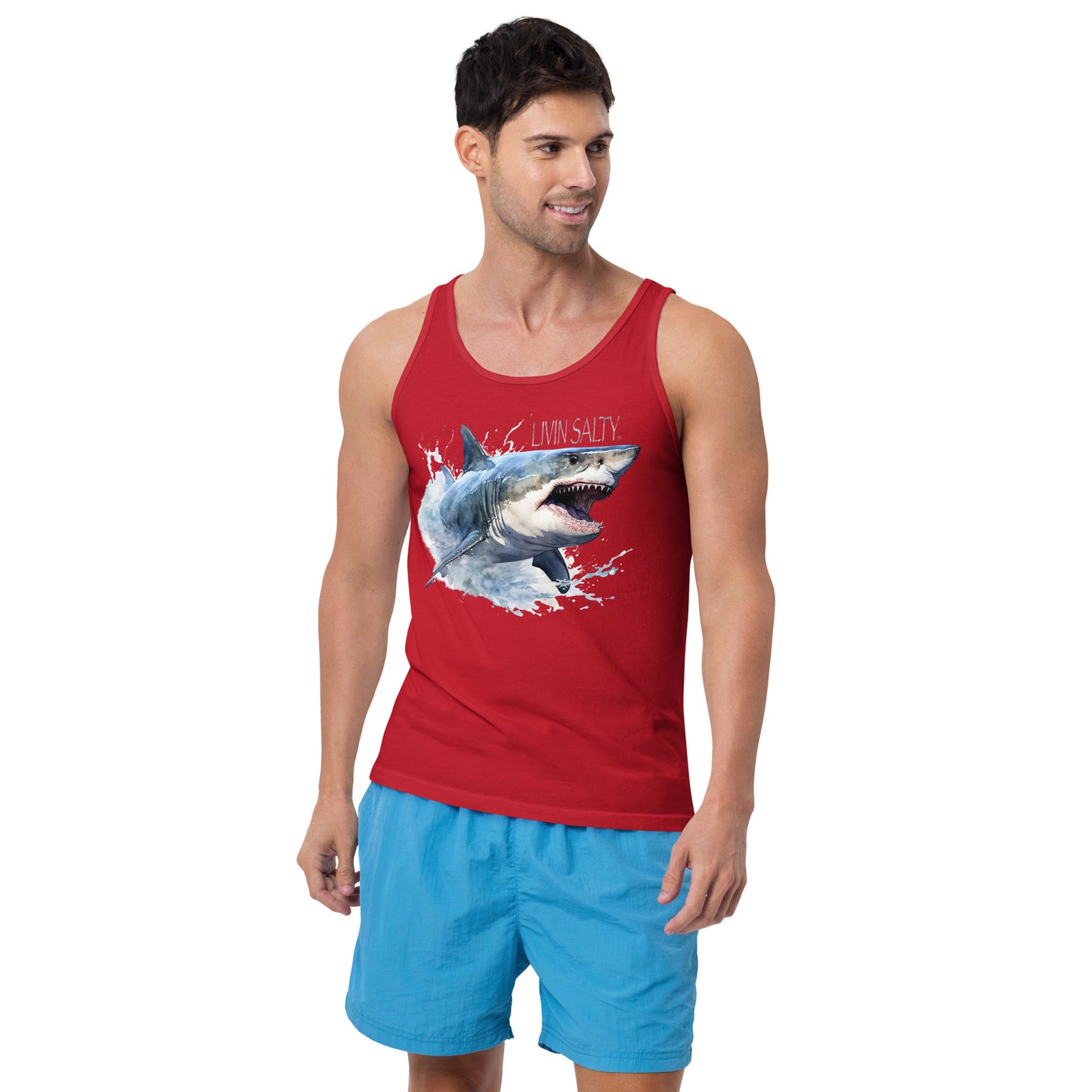 LIVIN SALTY Great White Shark Men's Tank Top