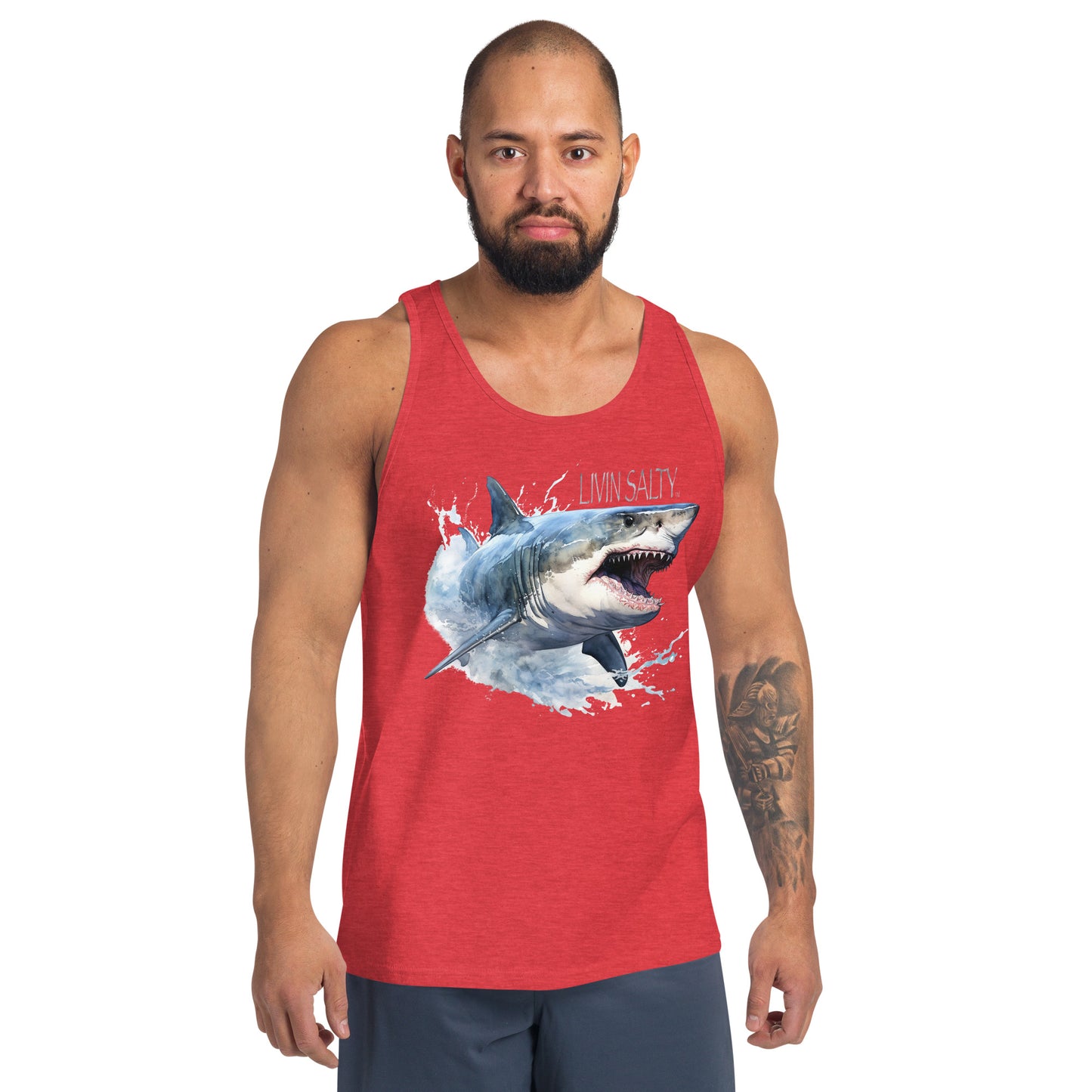LIVIN SALTY Great White Shark Men's Tank Top
