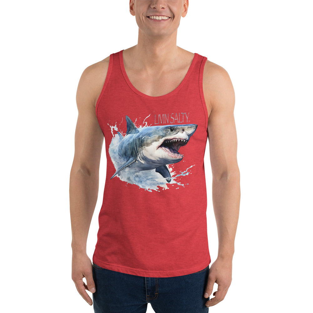 LIVIN SALTY Great White Shark Men's Tank Top