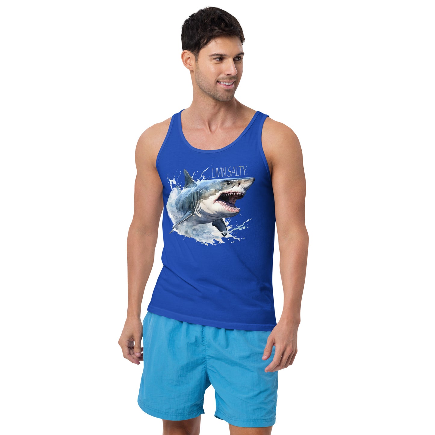 LIVIN SALTY Great White Shark Men's Tank Top