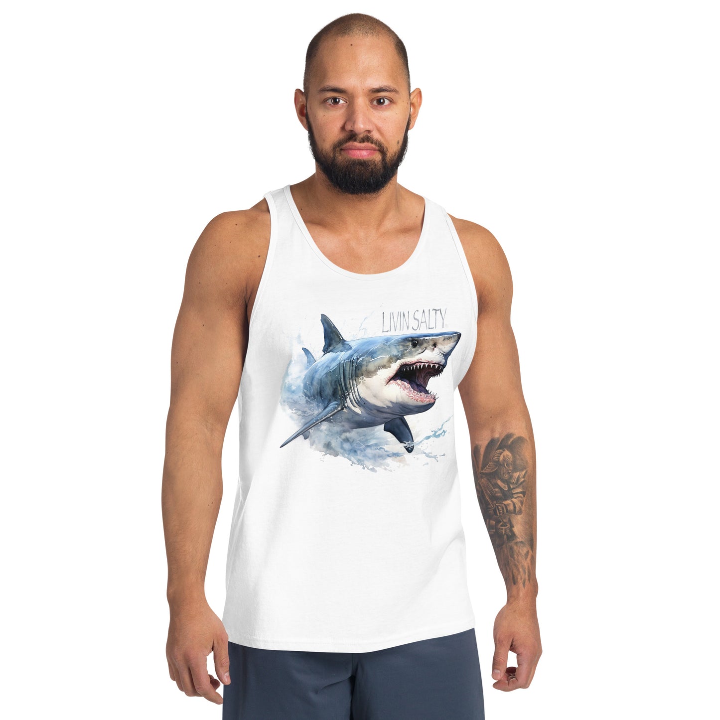 LIVIN SALTY Great White Shark Men's Tank Top