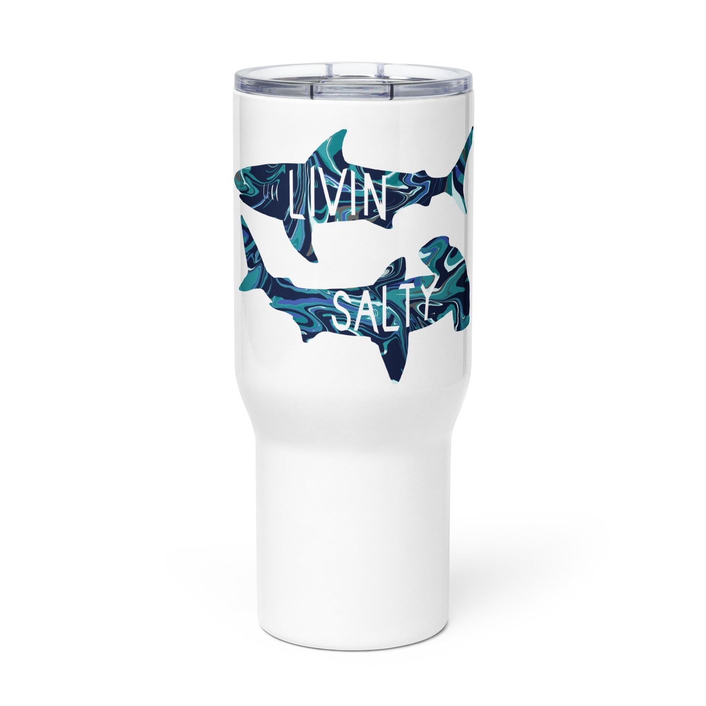 LIVIN SALTY sharks Travel mug with a handle