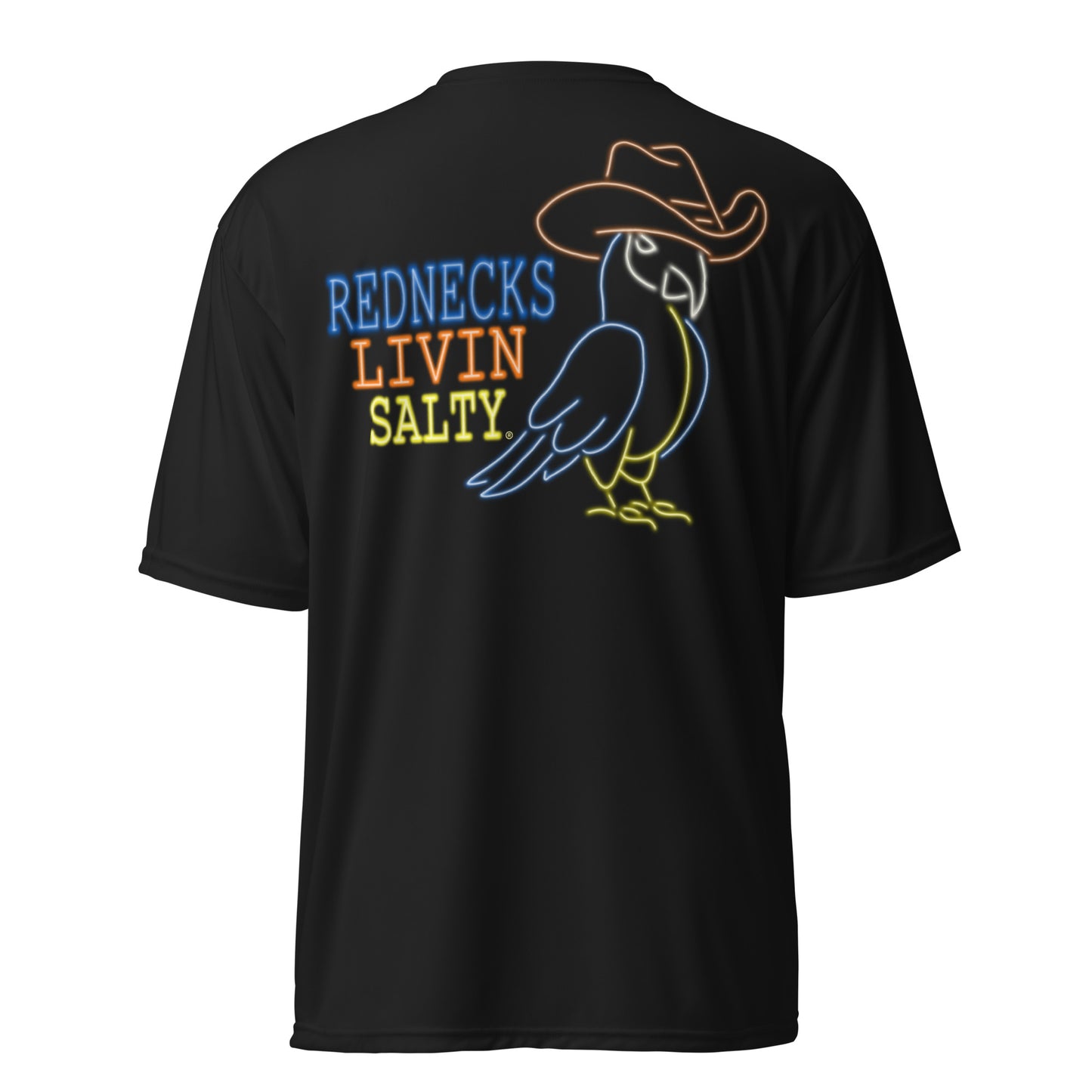 Unisex SPF REDNECKS LIVIN SALTY Neon Parrot t-shirt