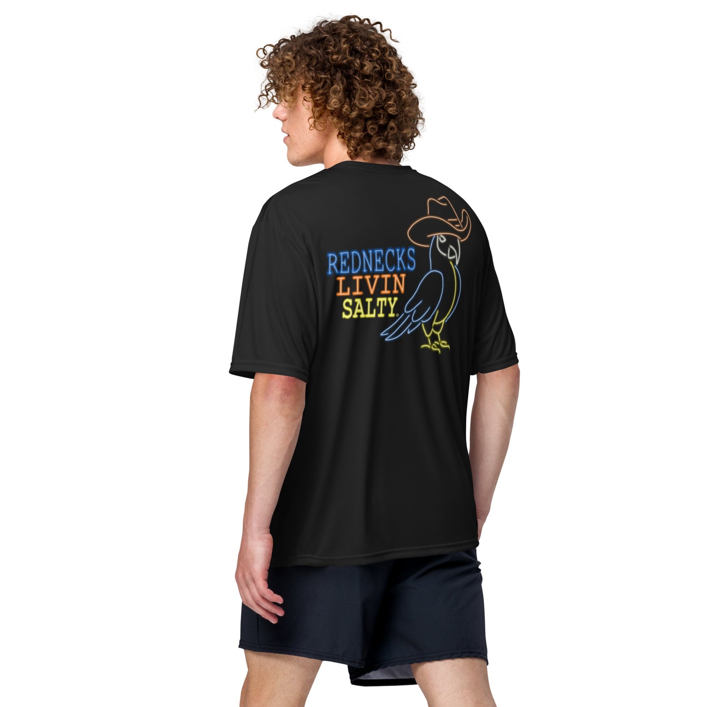 Unisex SPF REDNECKS LIVIN SALTY Neon Parrot t-shirt