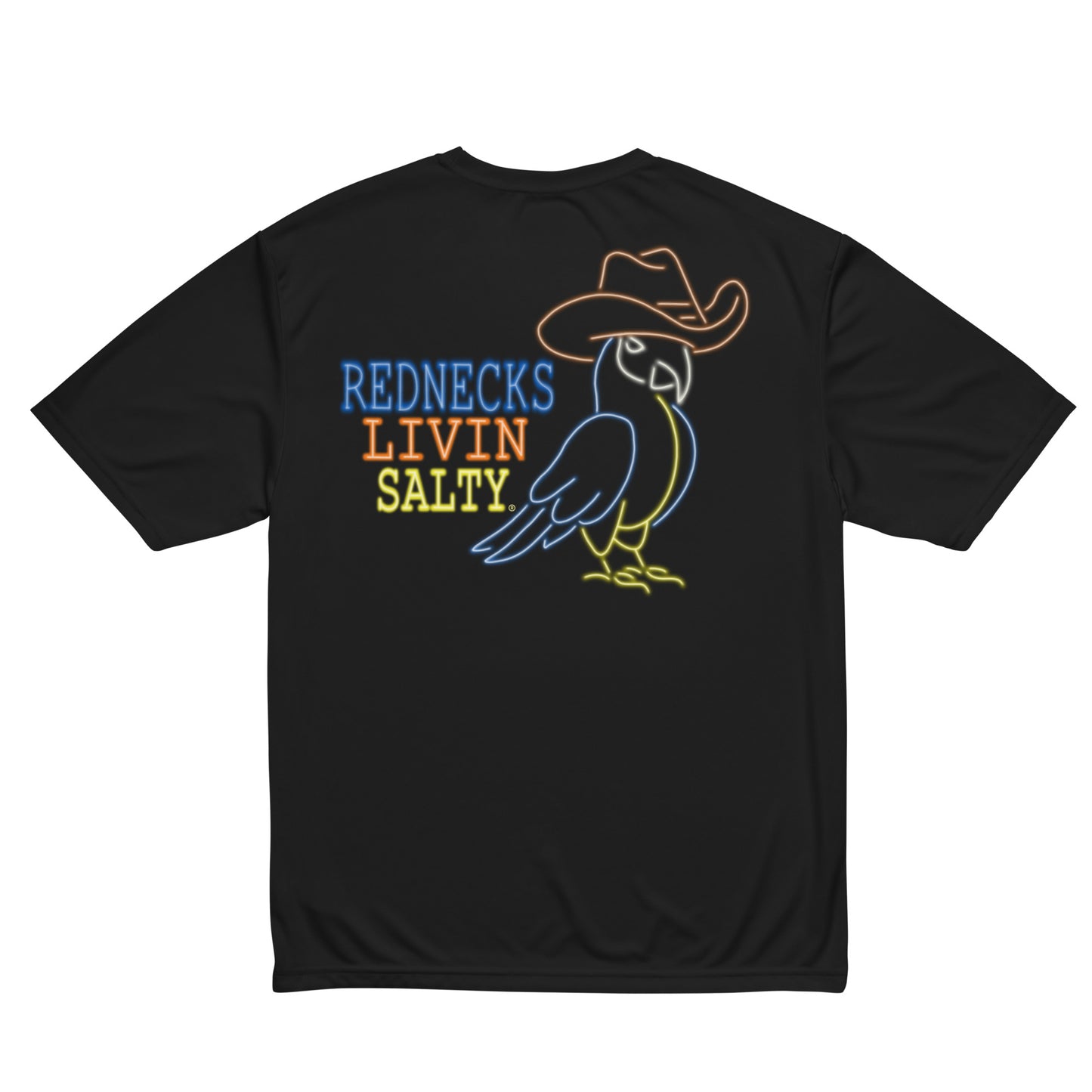 Unisex SPF REDNECKS LIVIN SALTY Neon Parrot t-shirt