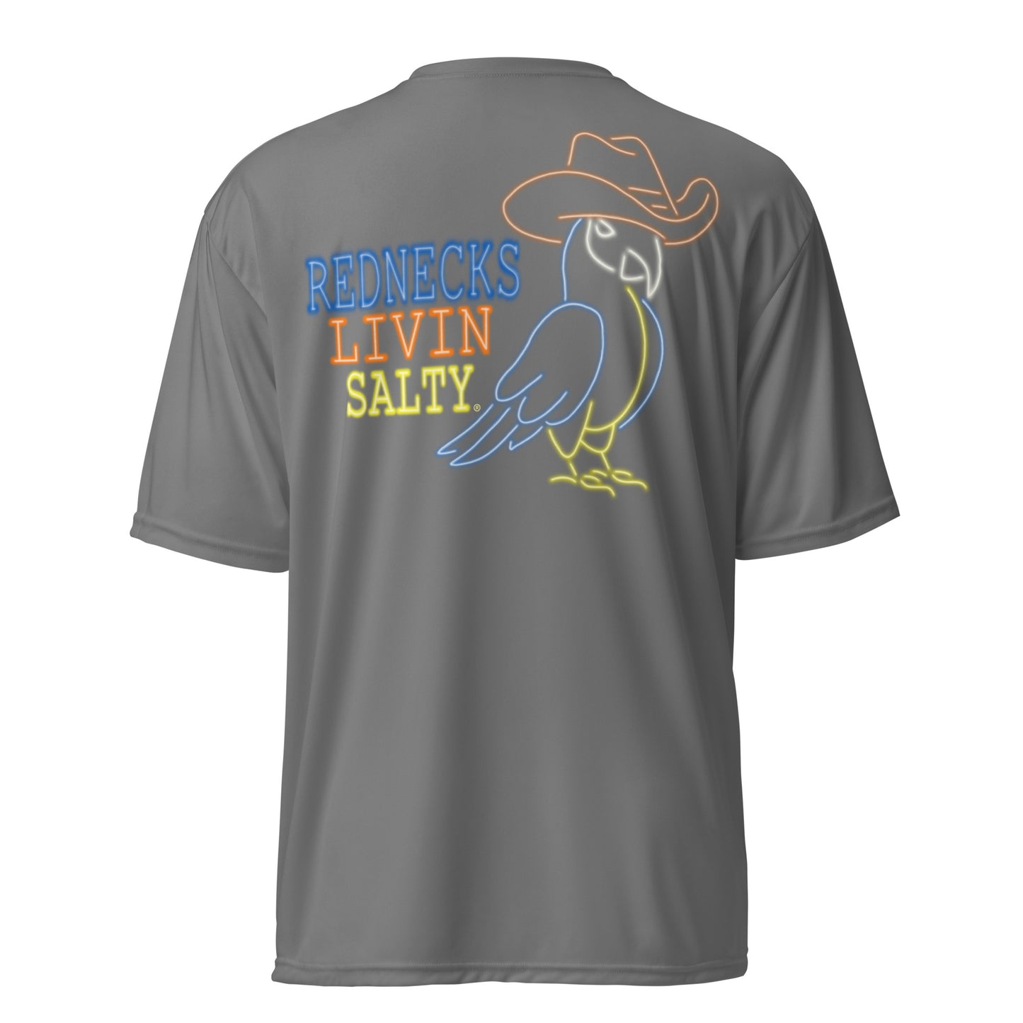 Unisex SPF REDNECKS LIVIN SALTY Neon Parrot t-shirt