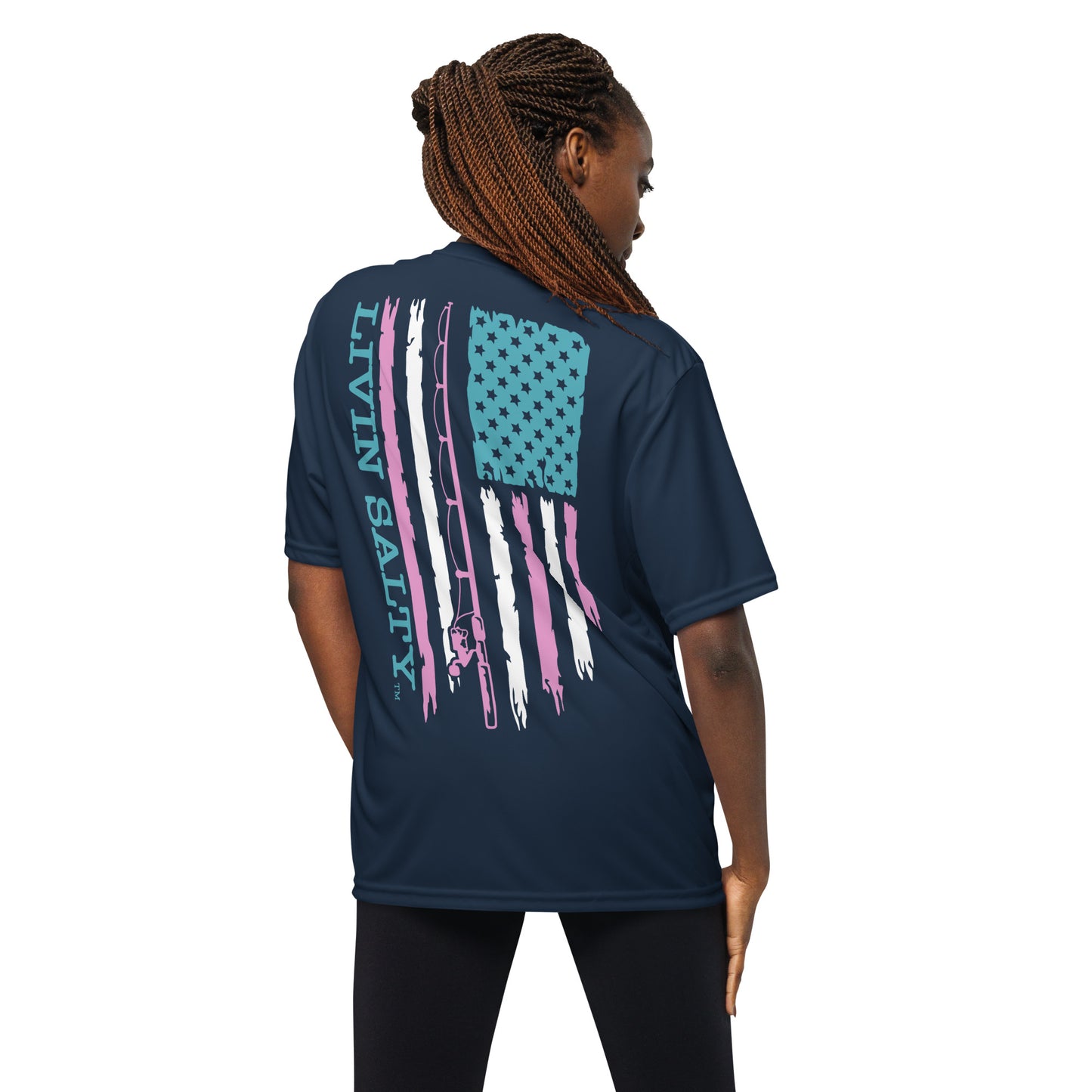 Women’s Dry fit LIVIN SALTY flag t-shirt