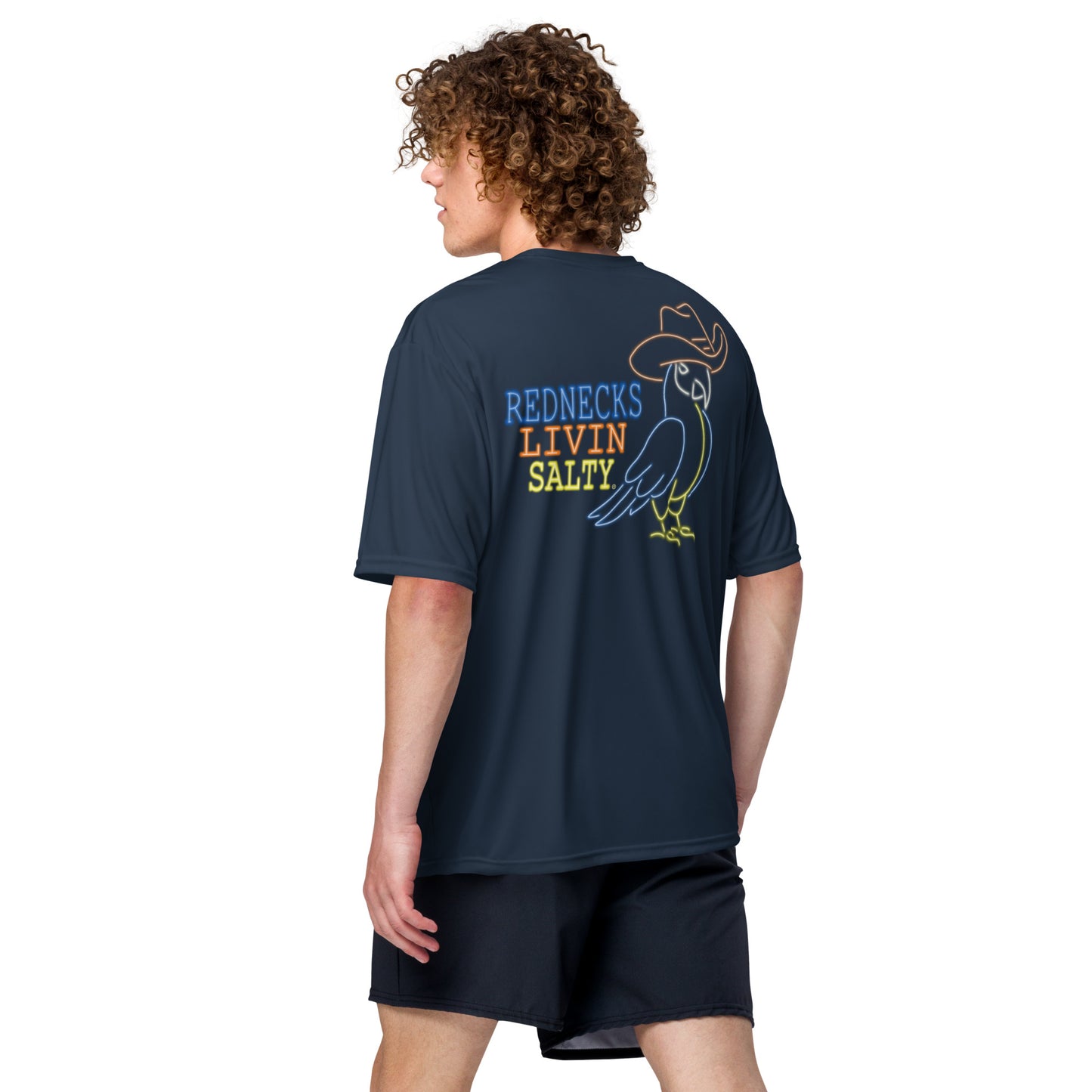 Unisex SPF REDNECKS LIVIN SALTY Neon Parrot t-shirt