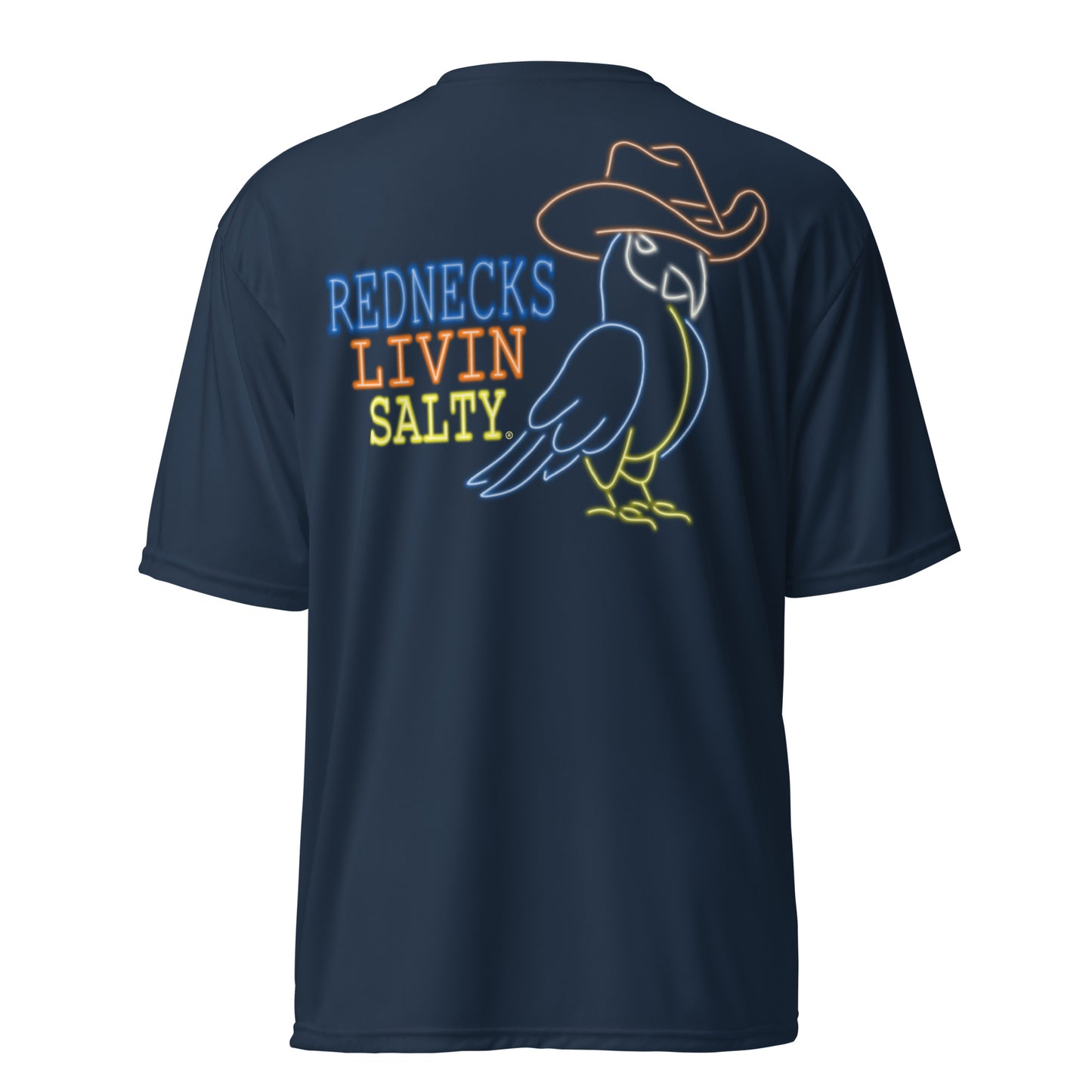 Unisex SPF REDNECKS LIVIN SALTY Neon Parrot t-shirt