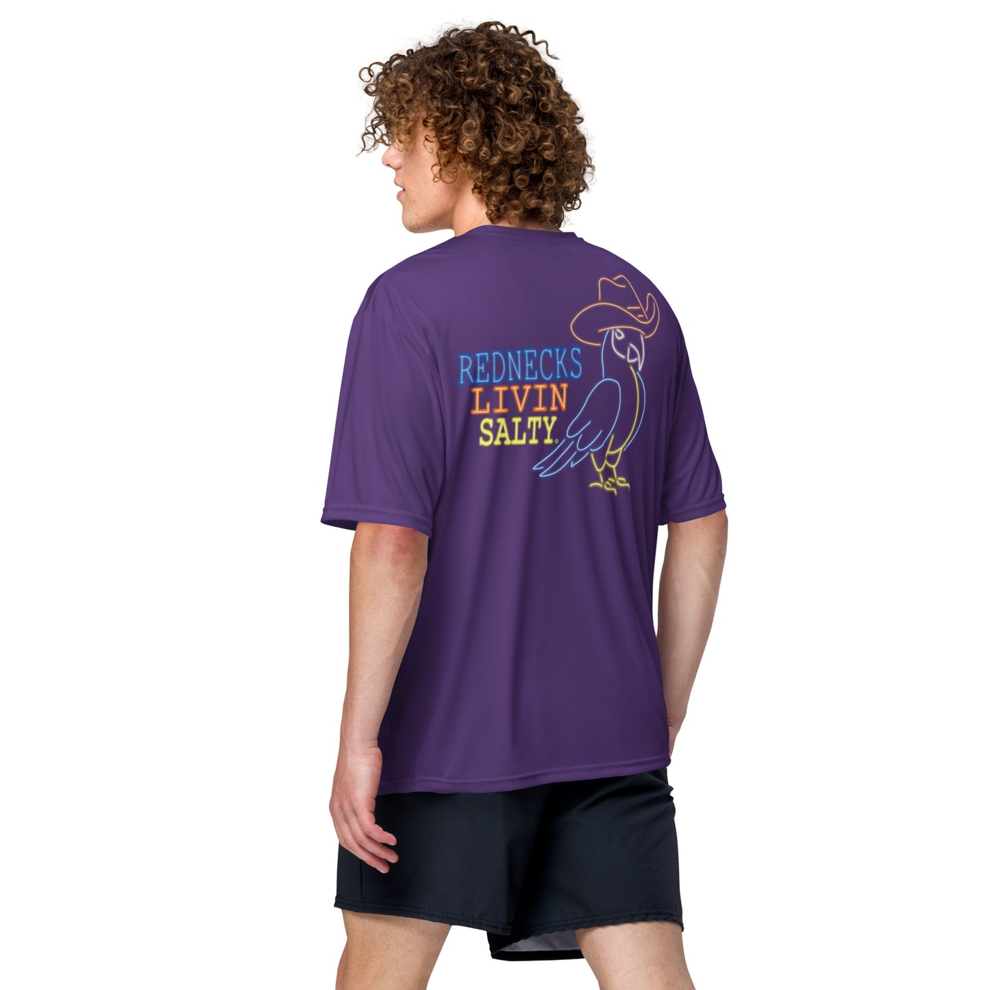 Unisex SPF REDNECKS LIVIN SALTY Neon Parrot t-shirt