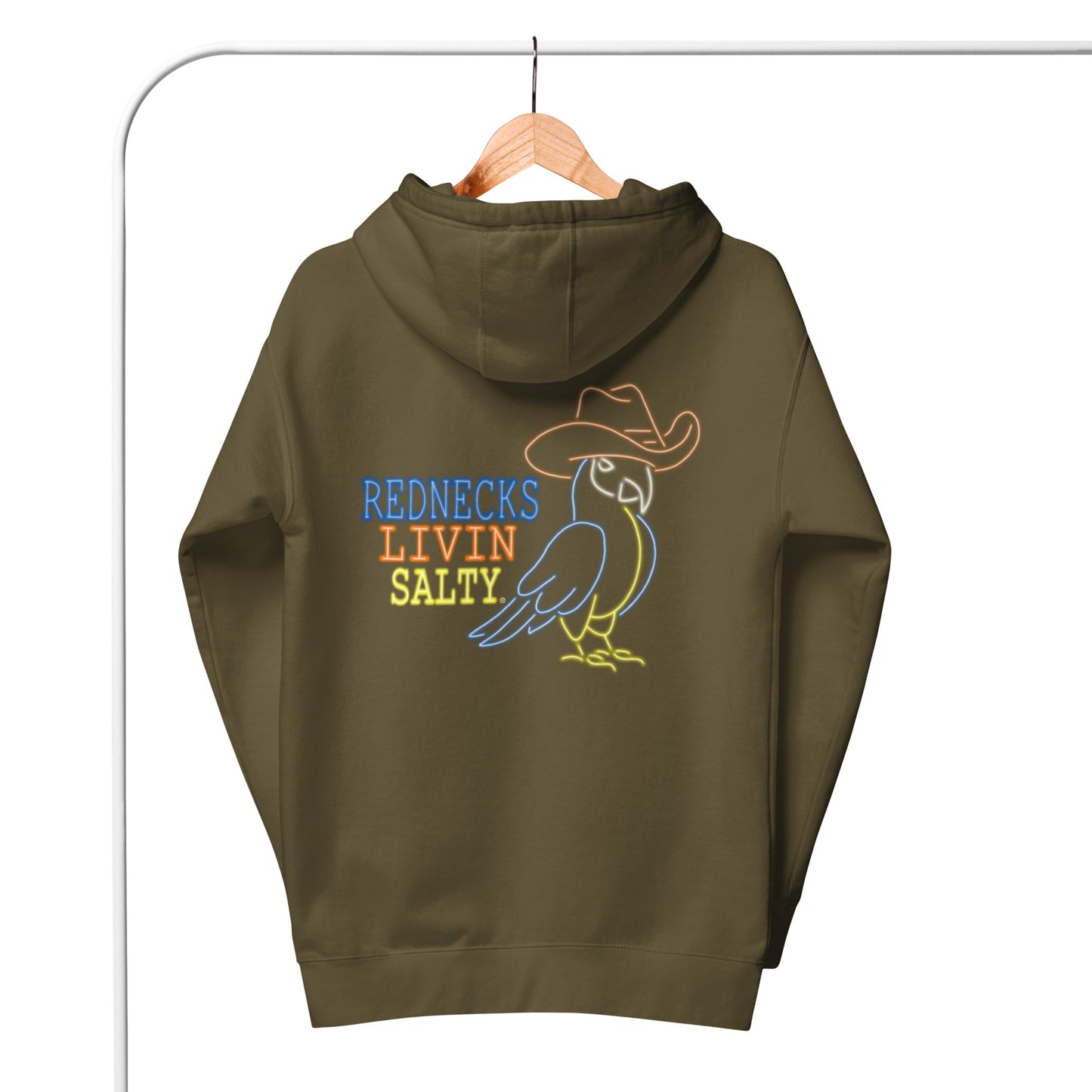 Unisex REDNECKS LIVIN SALTY Parrot Hoodie