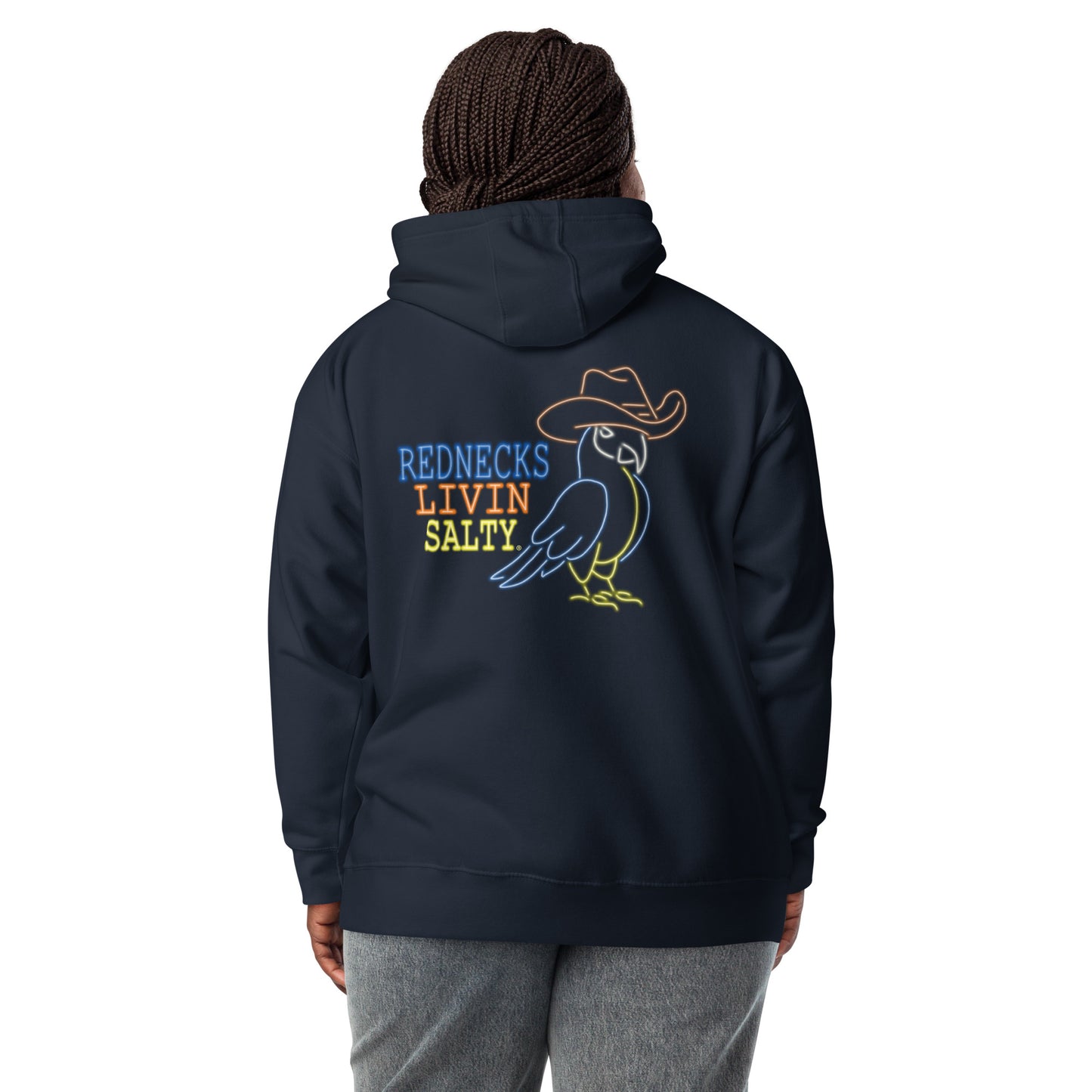 Unisex REDNECKS LIVIN SALTY Parrot Hoodie