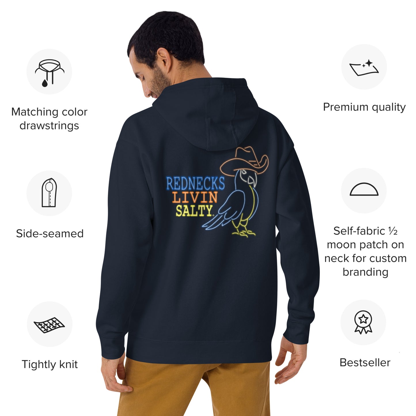 Unisex REDNECKS LIVIN SALTY Parrot Hoodie