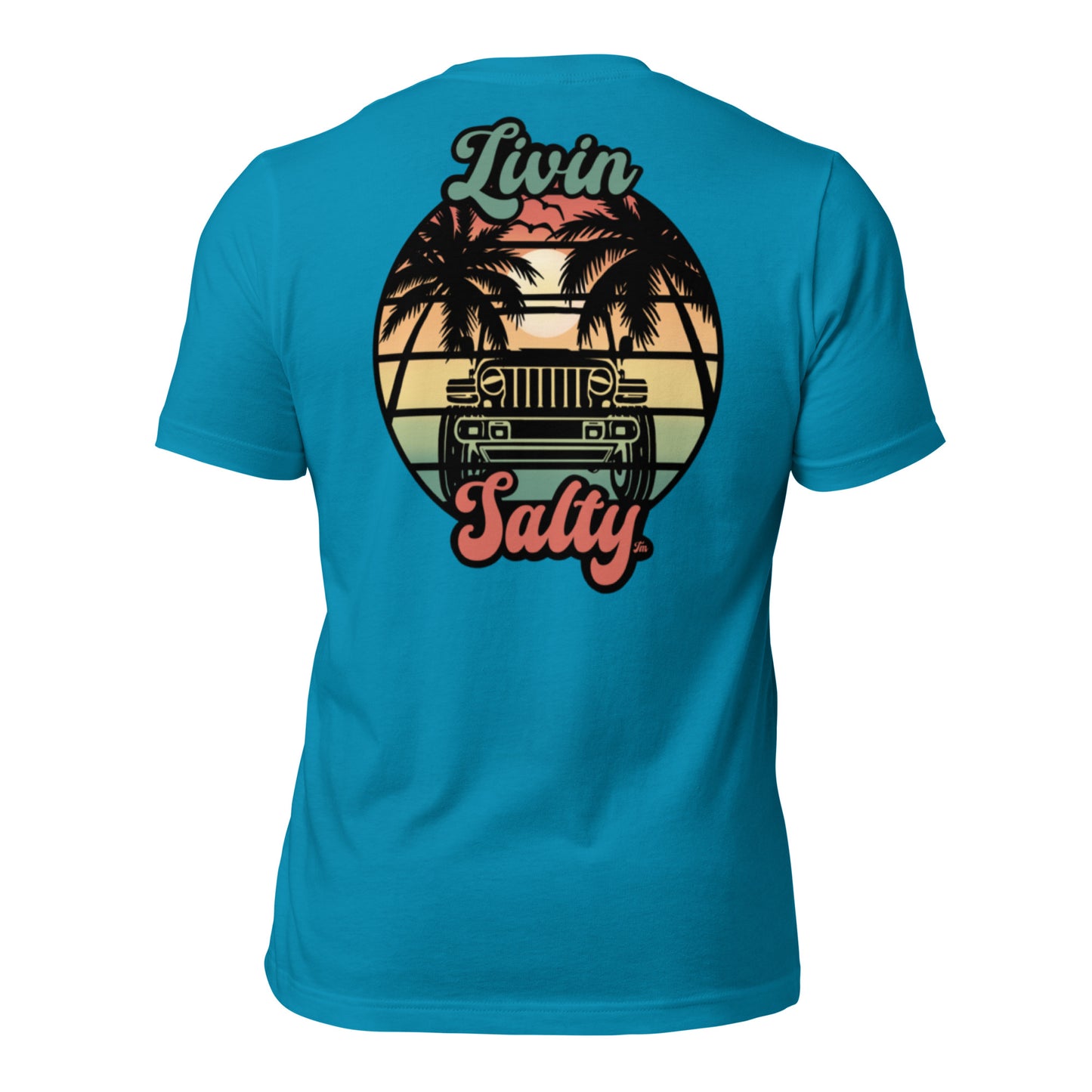 Unisex Livin Salty Jeep/Beach cotton t-shirt