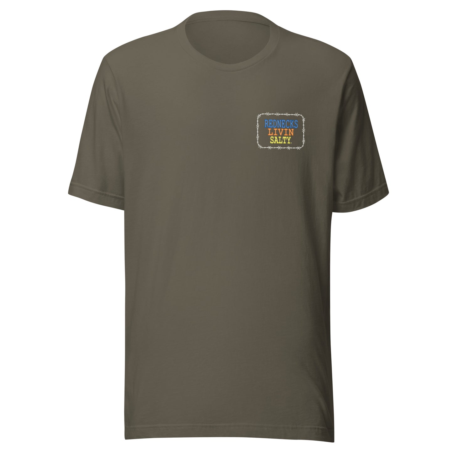 Unisex REDNECKS LIVIN SALTY Neon Parrot t-shirt