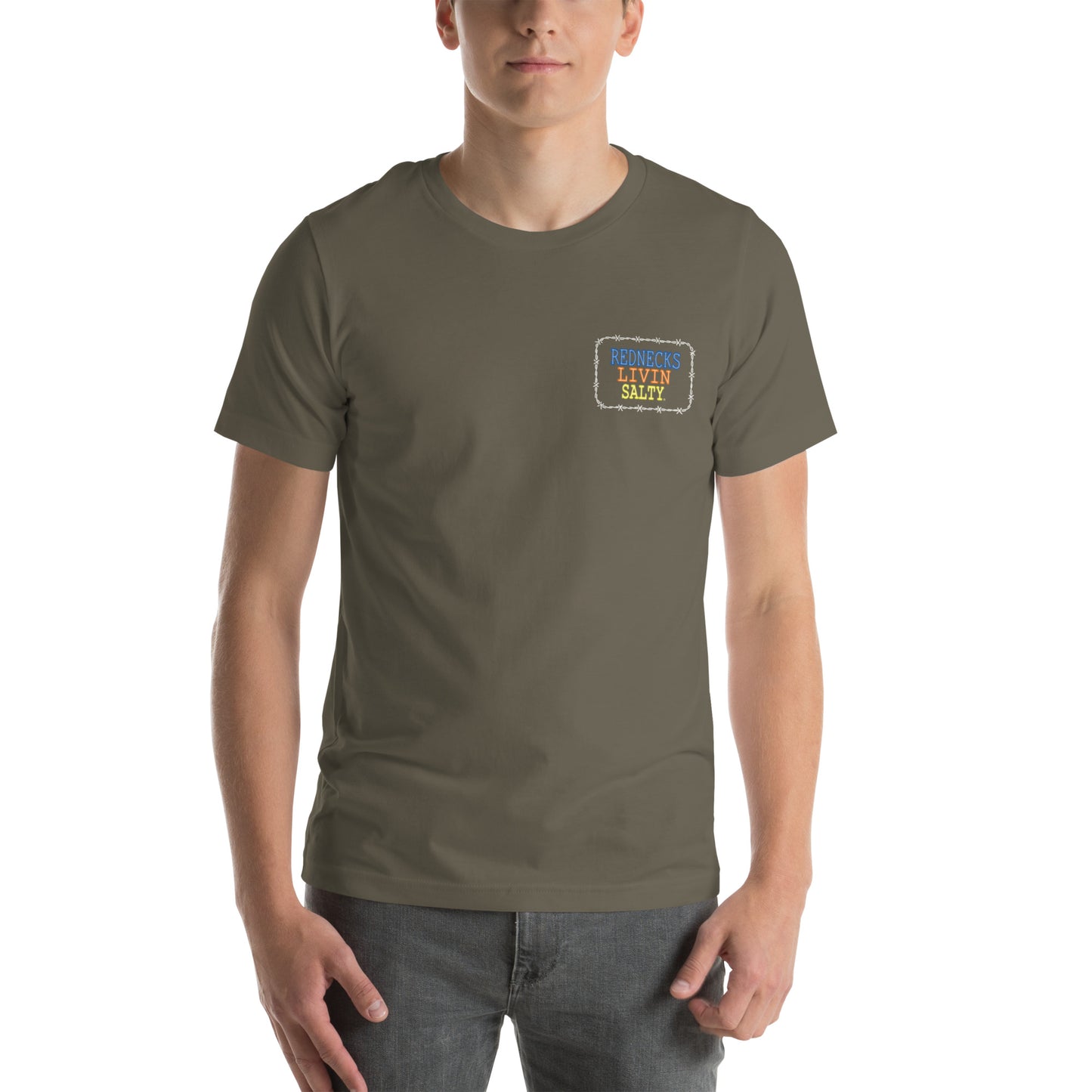 Unisex REDNECKS LIVIN SALTY Neon Parrot t-shirt