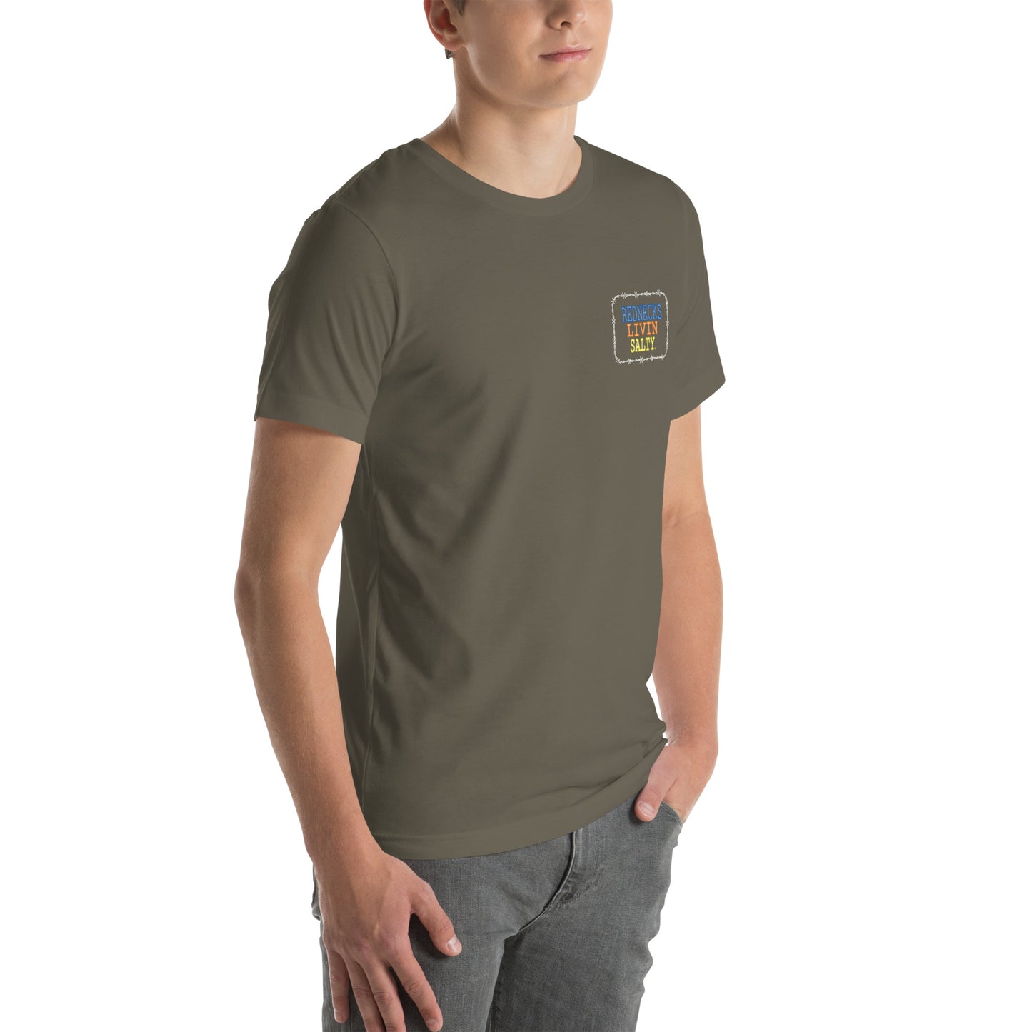 Unisex REDNECKS LIVIN SALTY Neon Parrot t-shirt