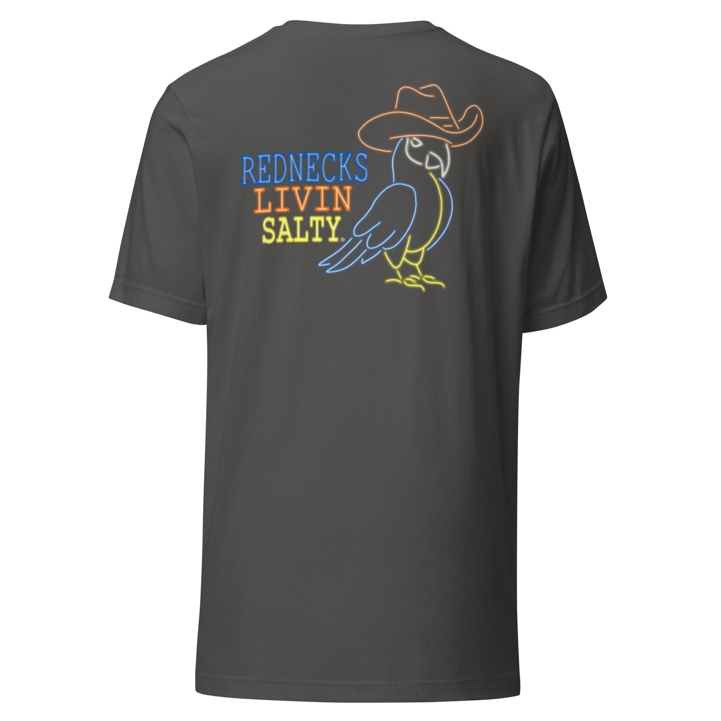 Unisex REDNECKS LIVIN SALTY Neon Parrot t-shirt
