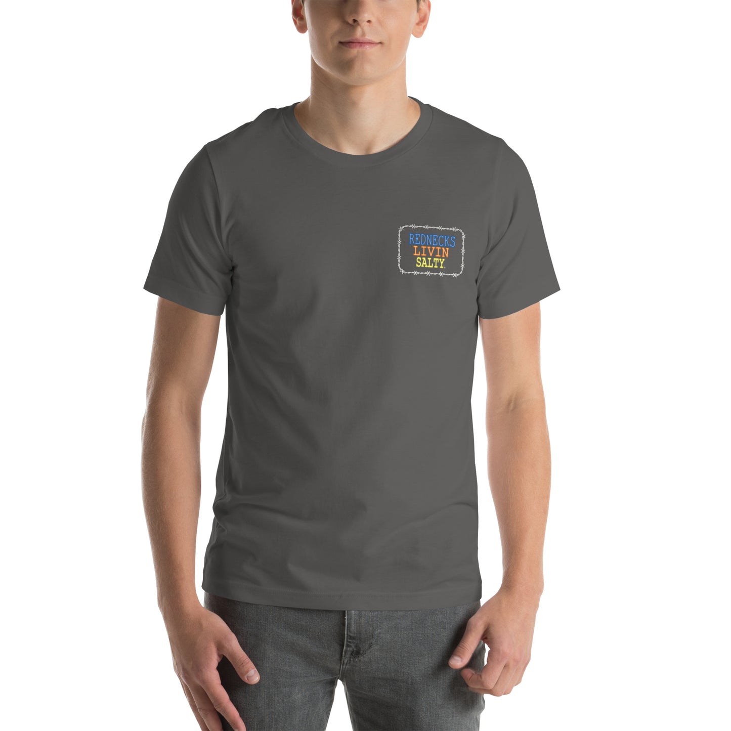 Unisex REDNECKS LIVIN SALTY Neon Parrot t-shirt
