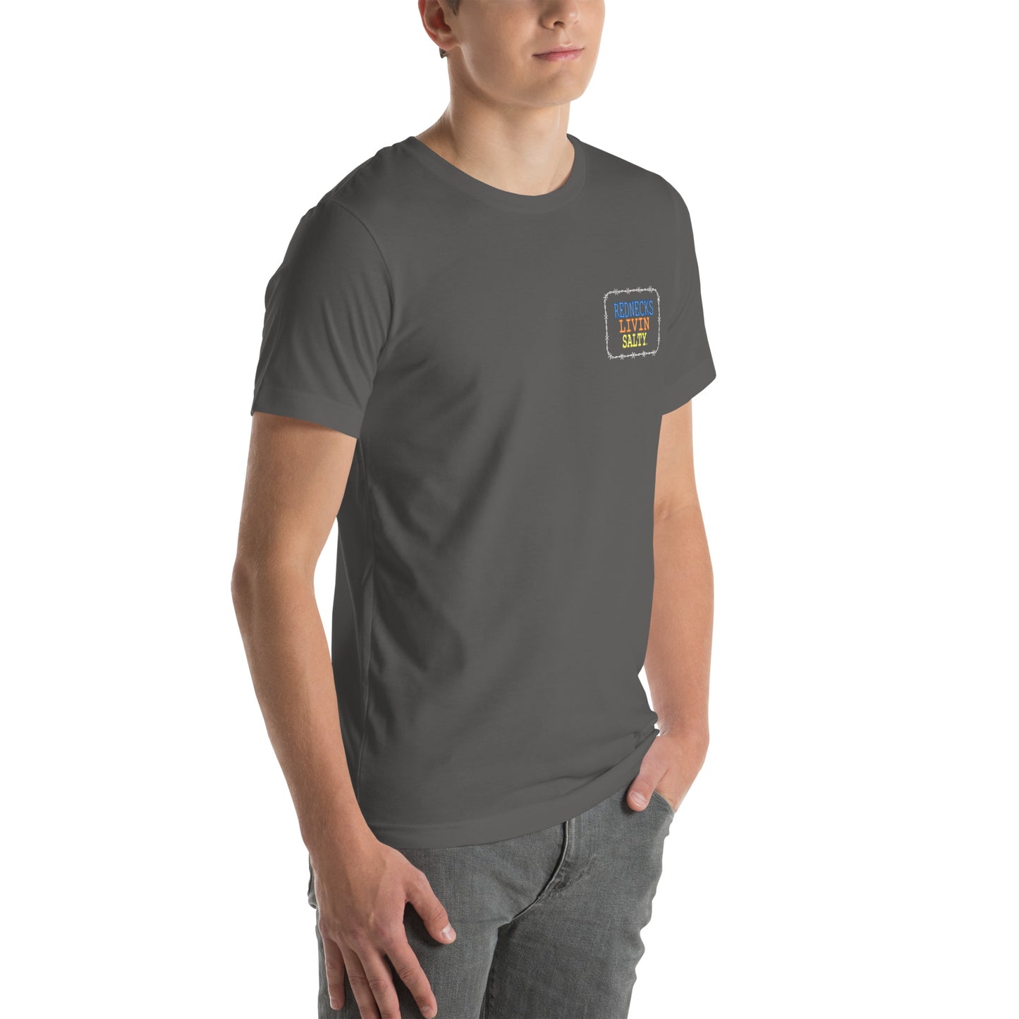 Unisex REDNECKS LIVIN SALTY Neon Parrot t-shirt