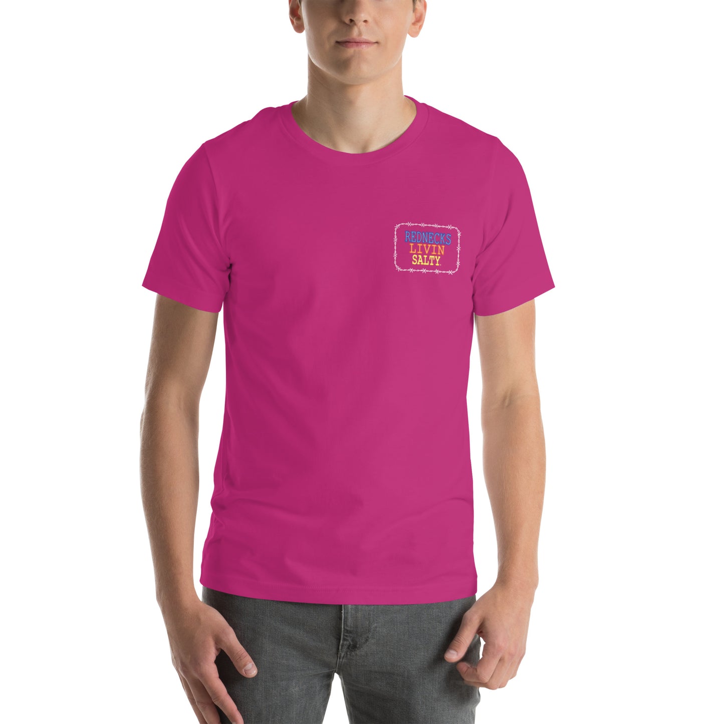Unisex REDNECKS LIVIN SALTY Neon Parrot t-shirt