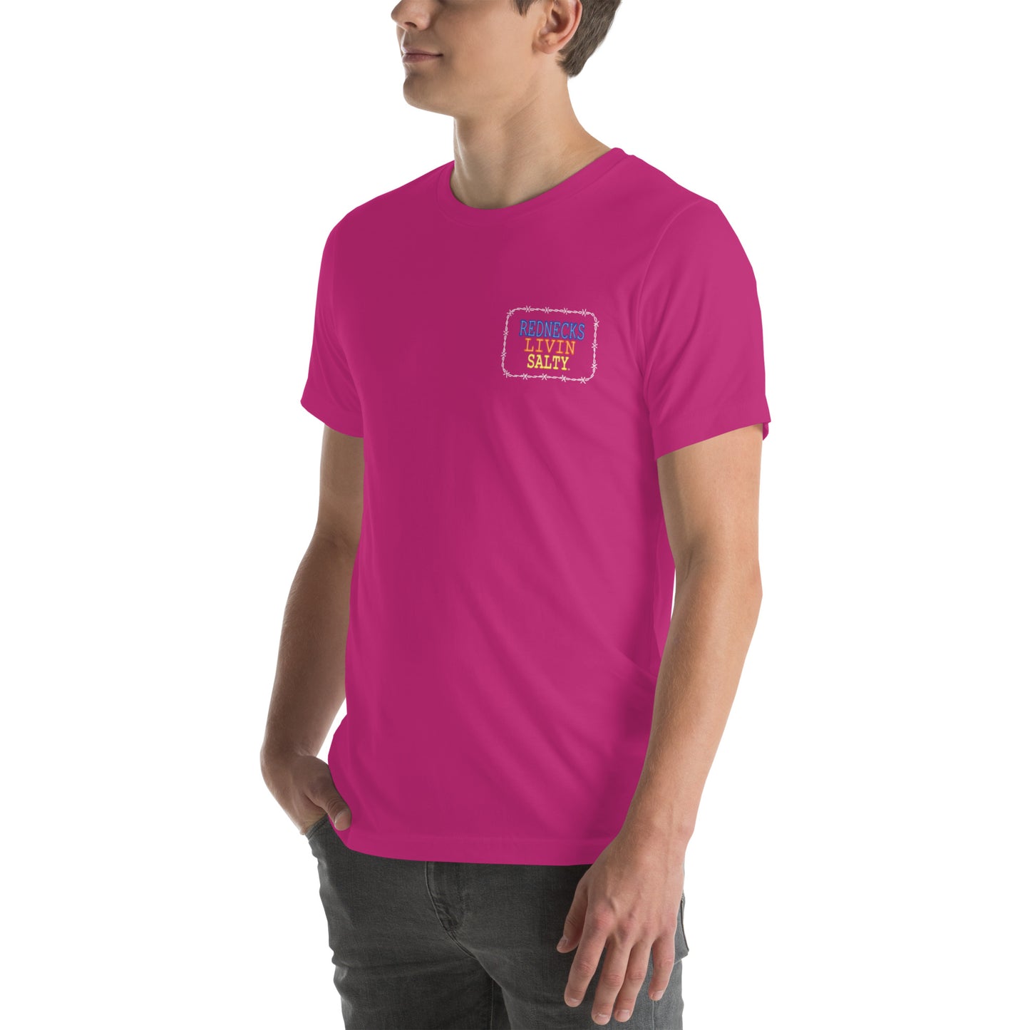 Unisex REDNECKS LIVIN SALTY Neon Parrot t-shirt