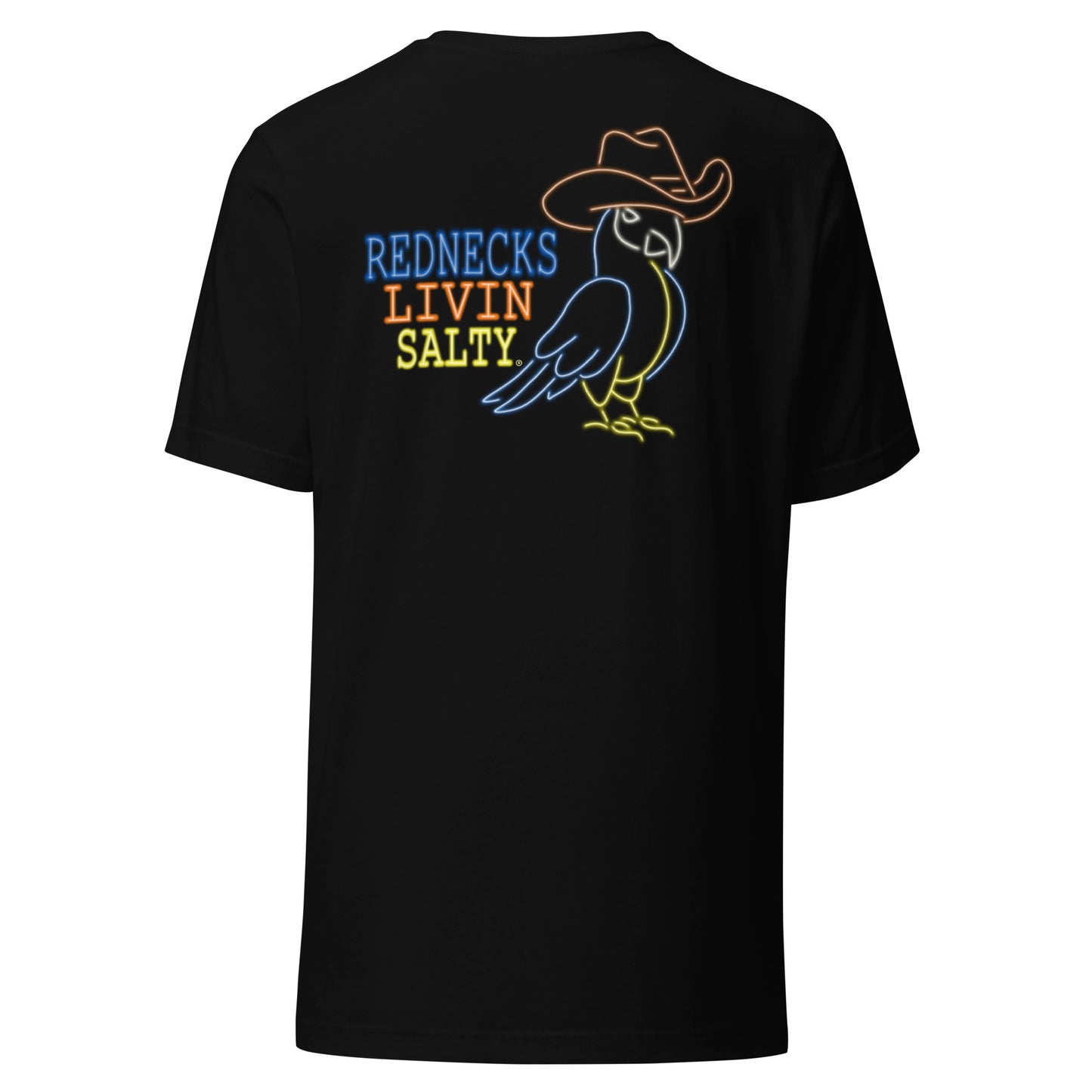 Unisex REDNECKS LIVIN SALTY Neon Parrot t-shirt