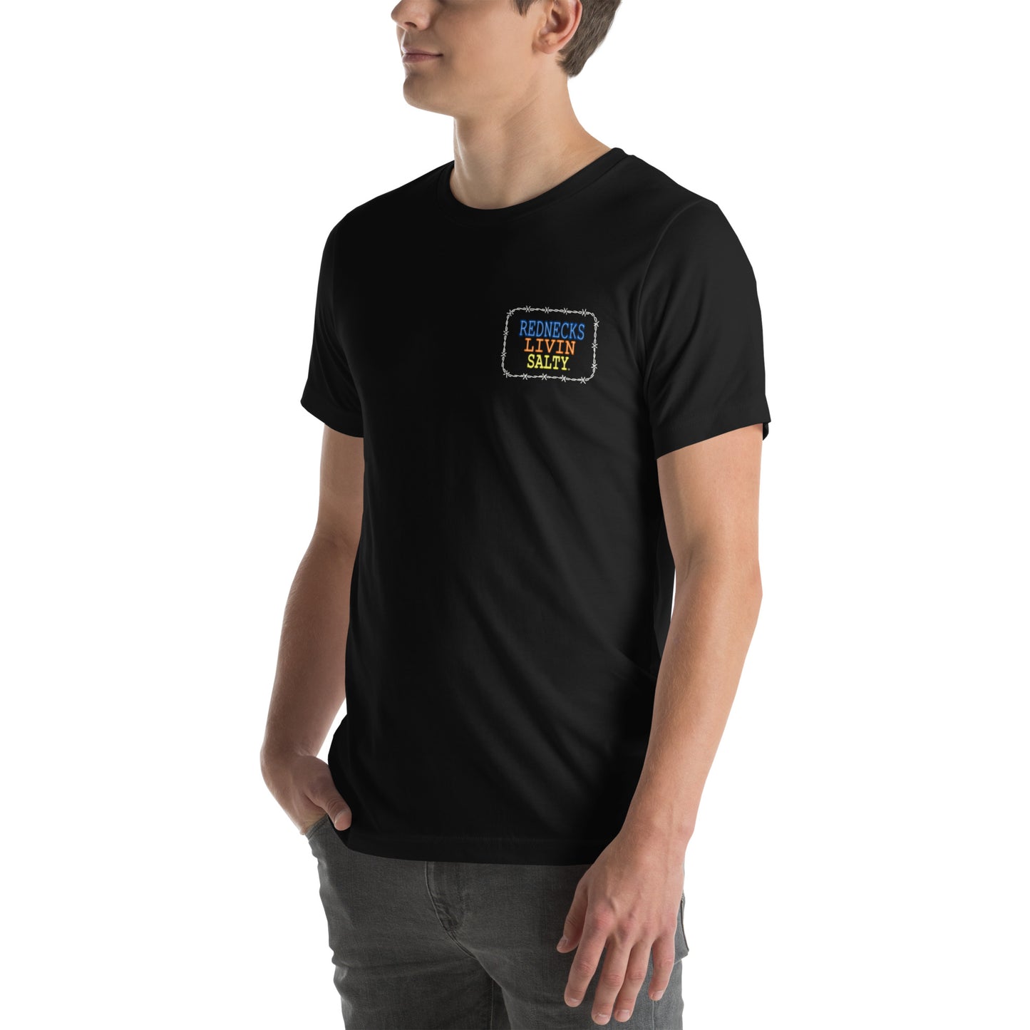 Unisex REDNECKS LIVIN SALTY Neon Parrot t-shirt