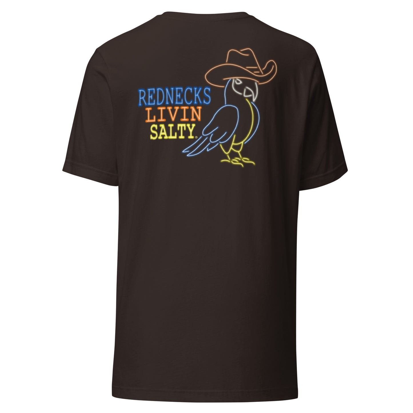 Unisex REDNECKS LIVIN SALTY Neon Parrot t-shirt