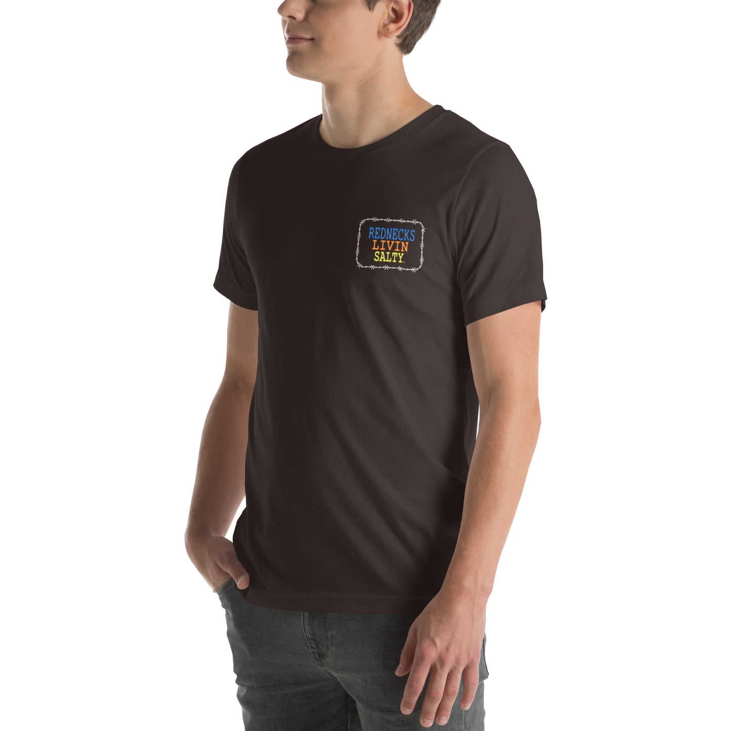 Unisex REDNECKS LIVIN SALTY Neon Parrot t-shirt