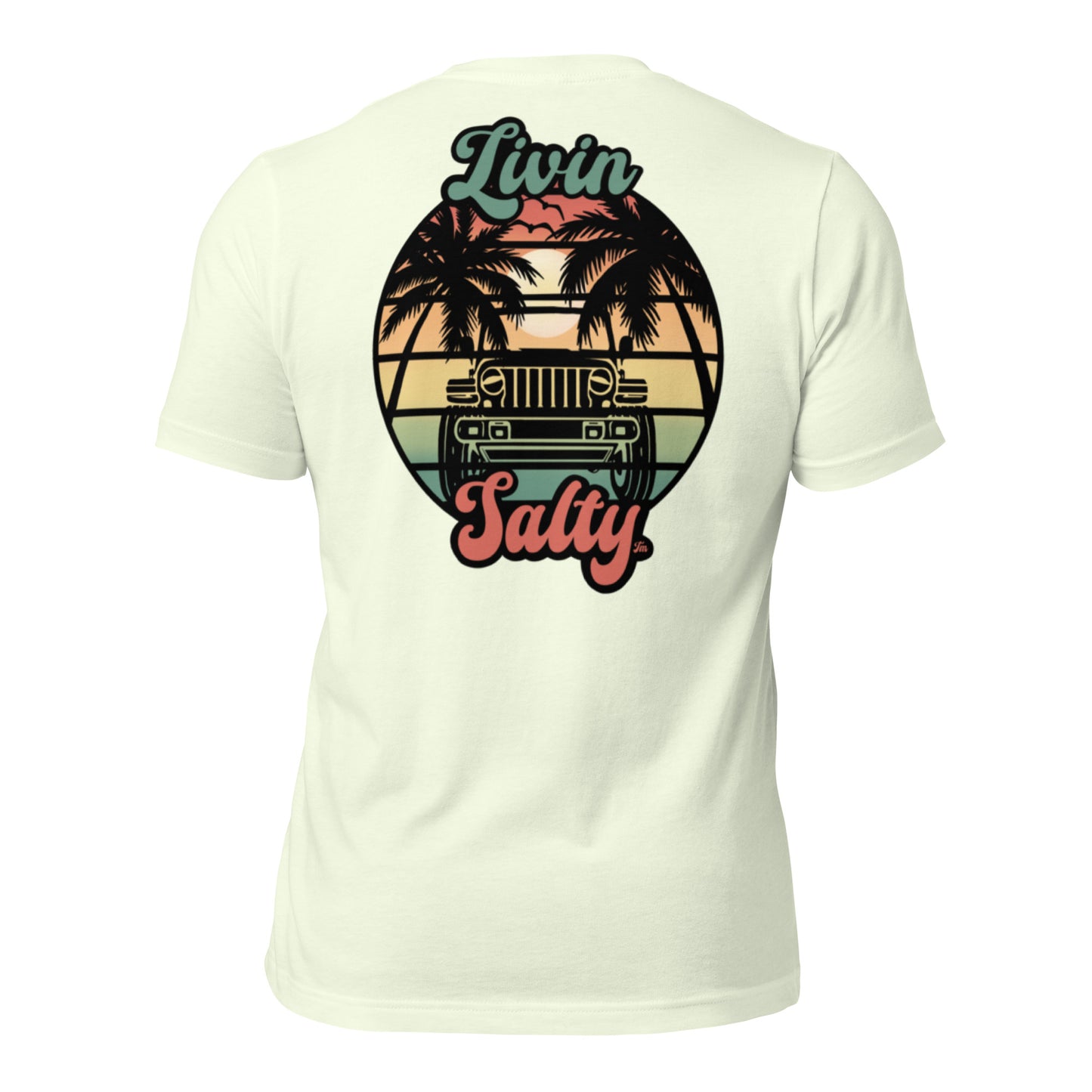 Unisex Livin Salty Jeep/Beach cotton t-shirt