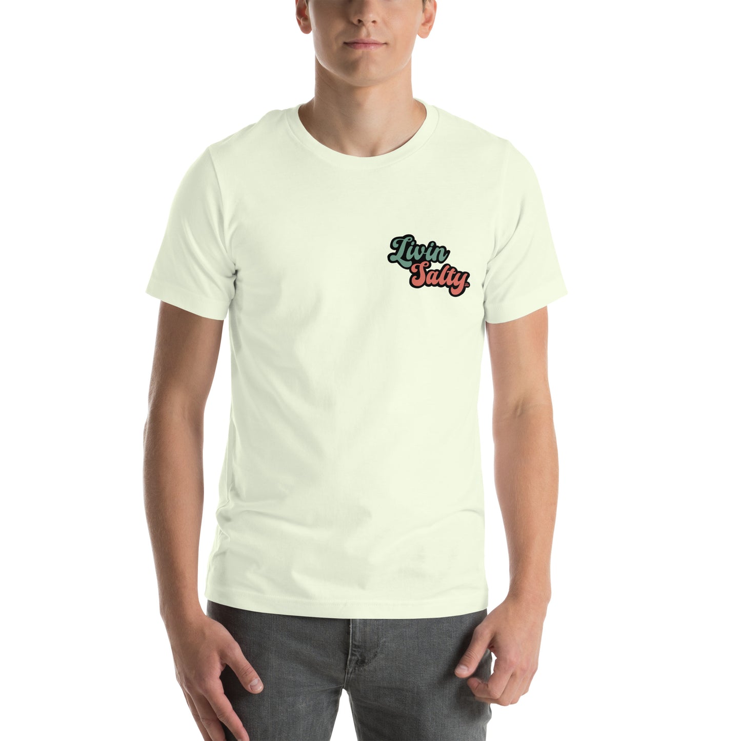 Unisex Livin Salty Jeep/Beach cotton t-shirt