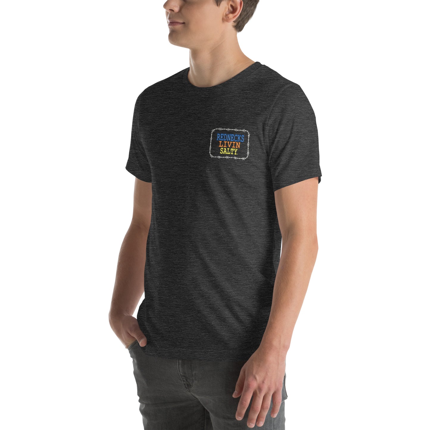 Unisex REDNECKS LIVIN SALTY Neon Parrot t-shirt