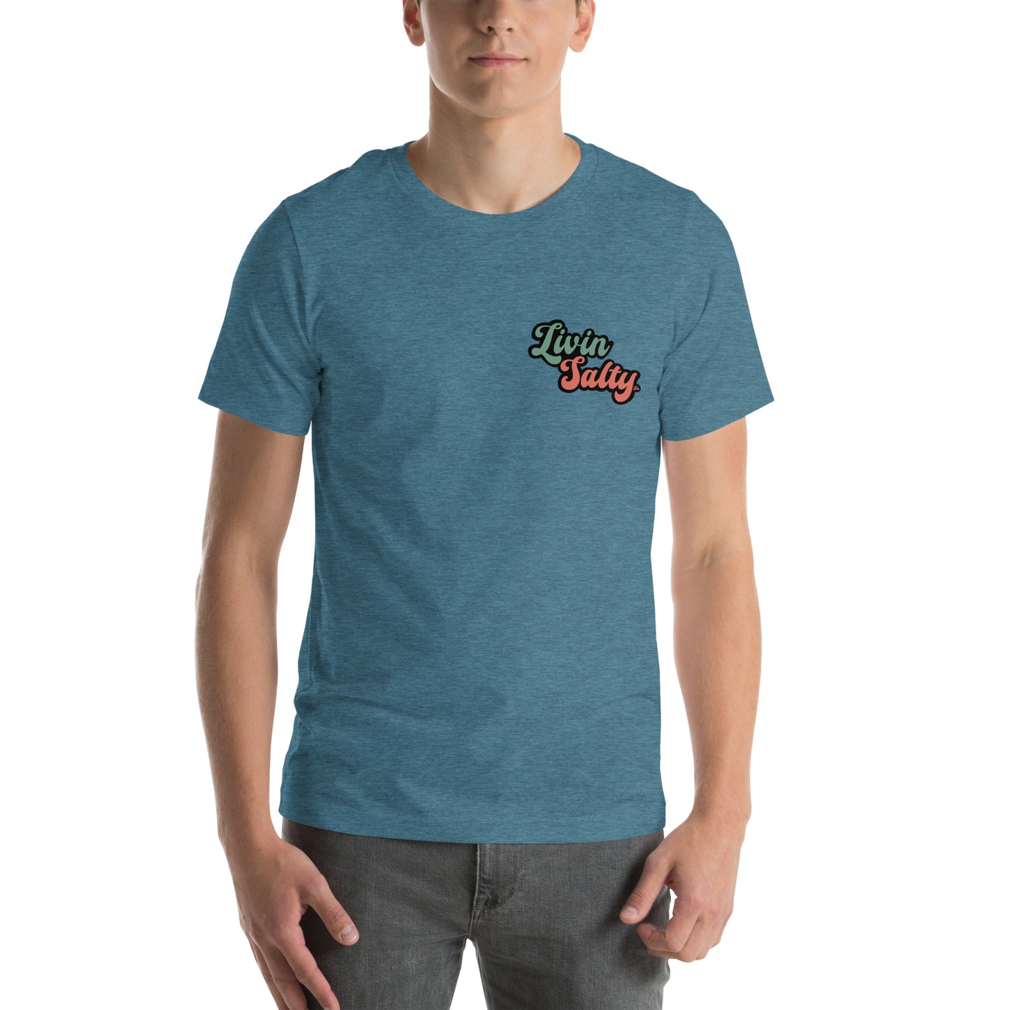 Unisex Livin Salty Jeep/Beach cotton t-shirt