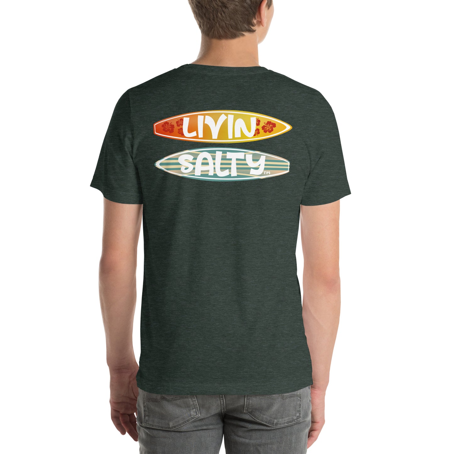 Unisex Surf board LIVIN SALTY Cotton t-shirt
