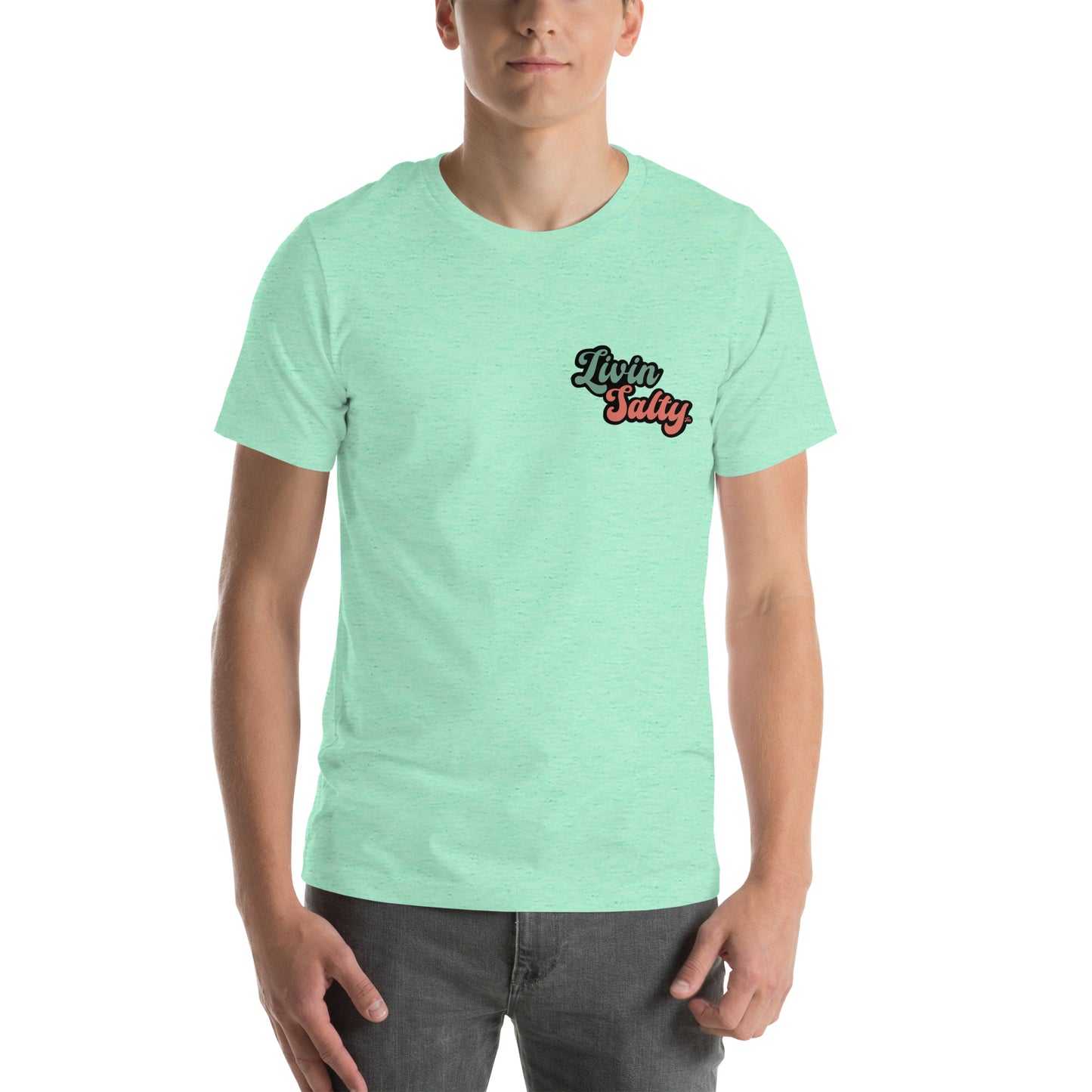 Unisex Livin Salty Jeep/Beach cotton t-shirt