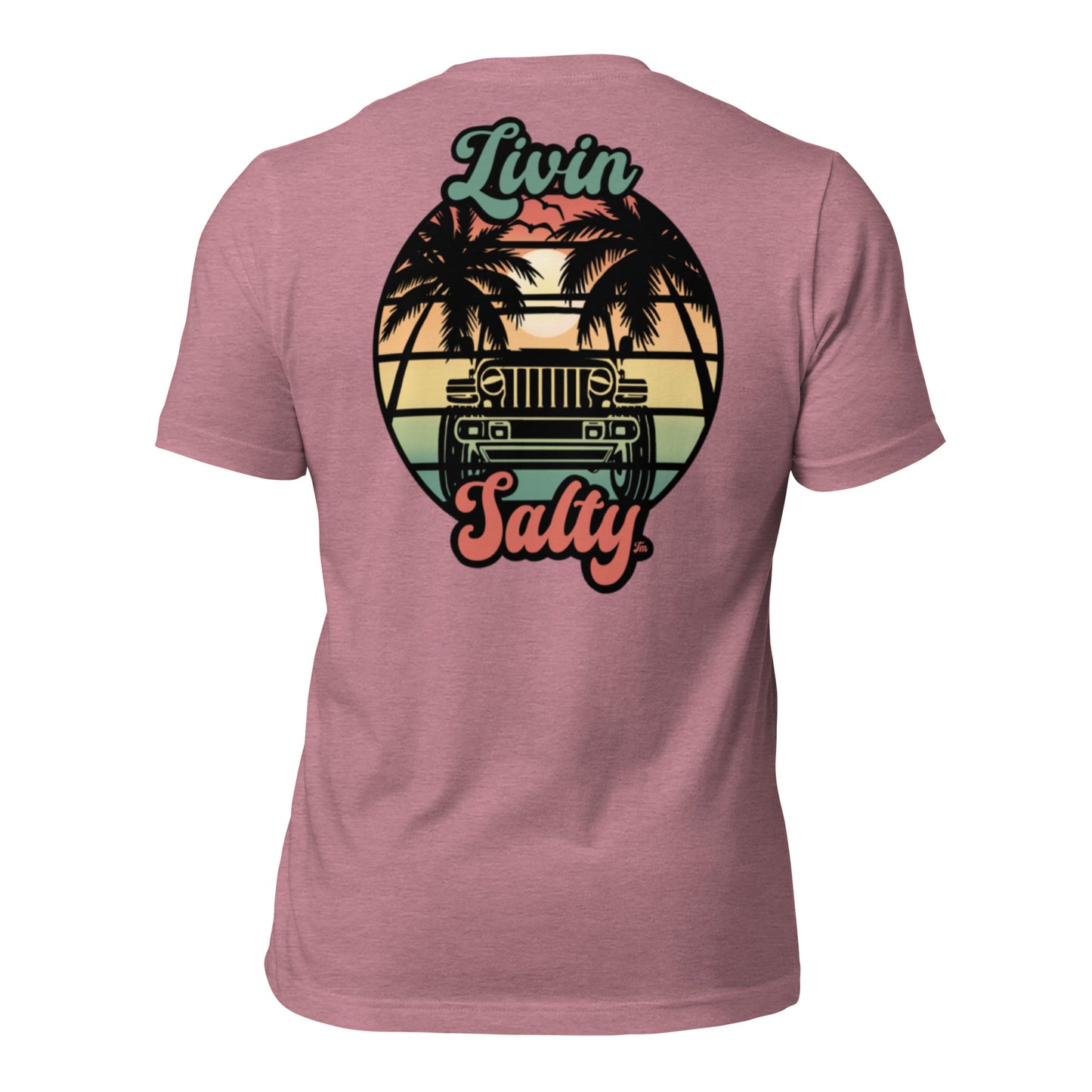 Unisex Livin Salty Jeep/Beach cotton t-shirt