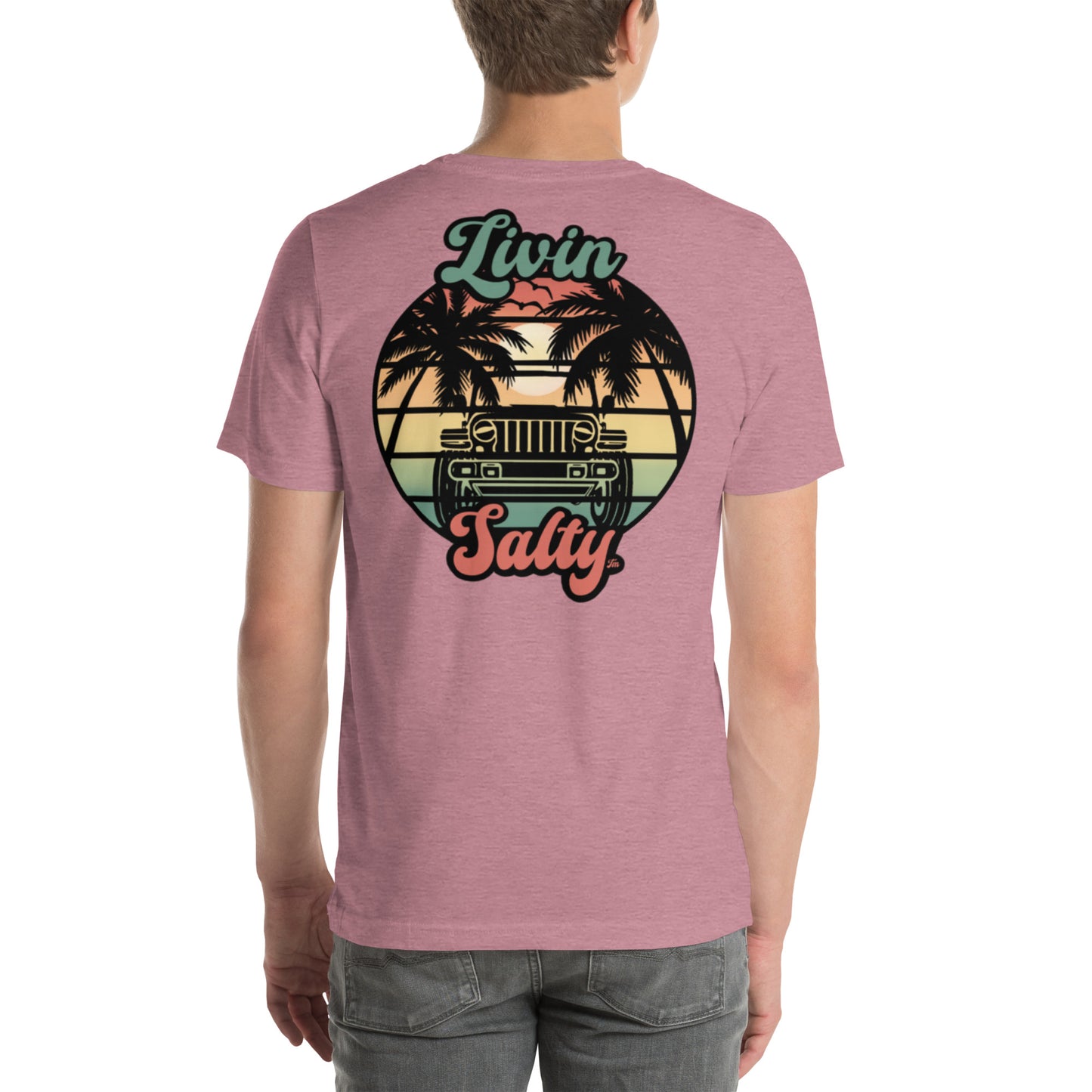 Unisex Livin Salty Jeep/Beach cotton t-shirt