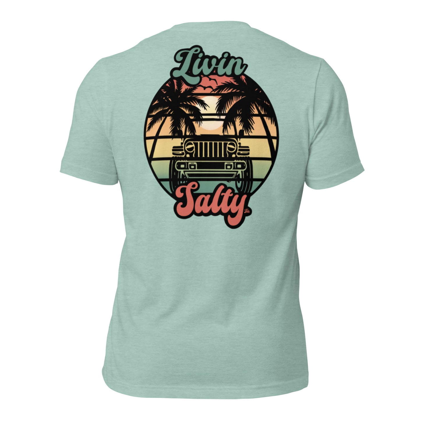 Unisex Livin Salty Jeep/Beach cotton t-shirt