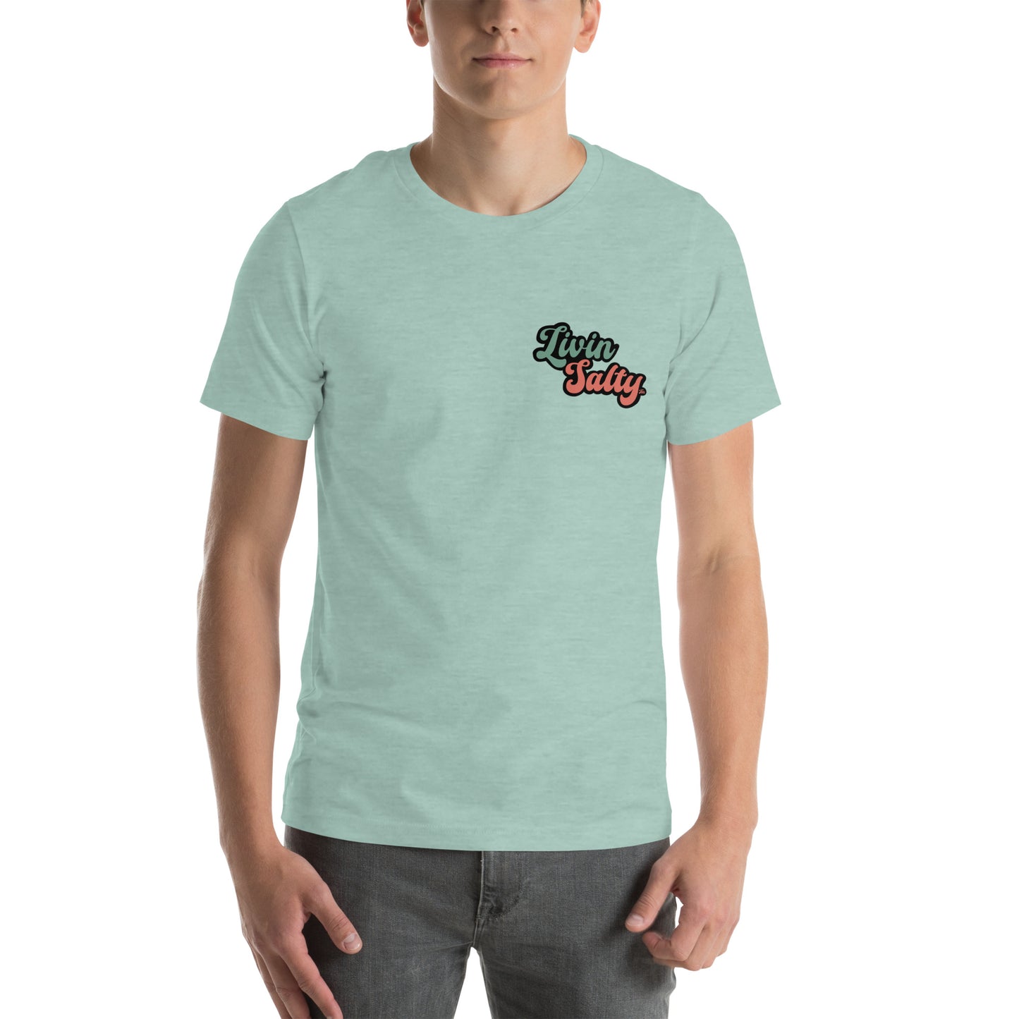Unisex Livin Salty Jeep/Beach cotton t-shirt