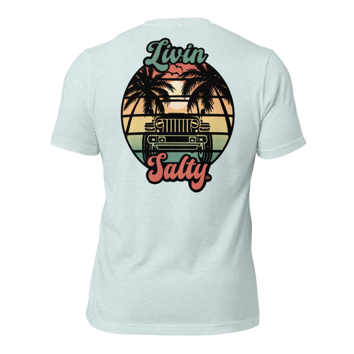 Unisex Livin Salty Jeep/Beach cotton t-shirt